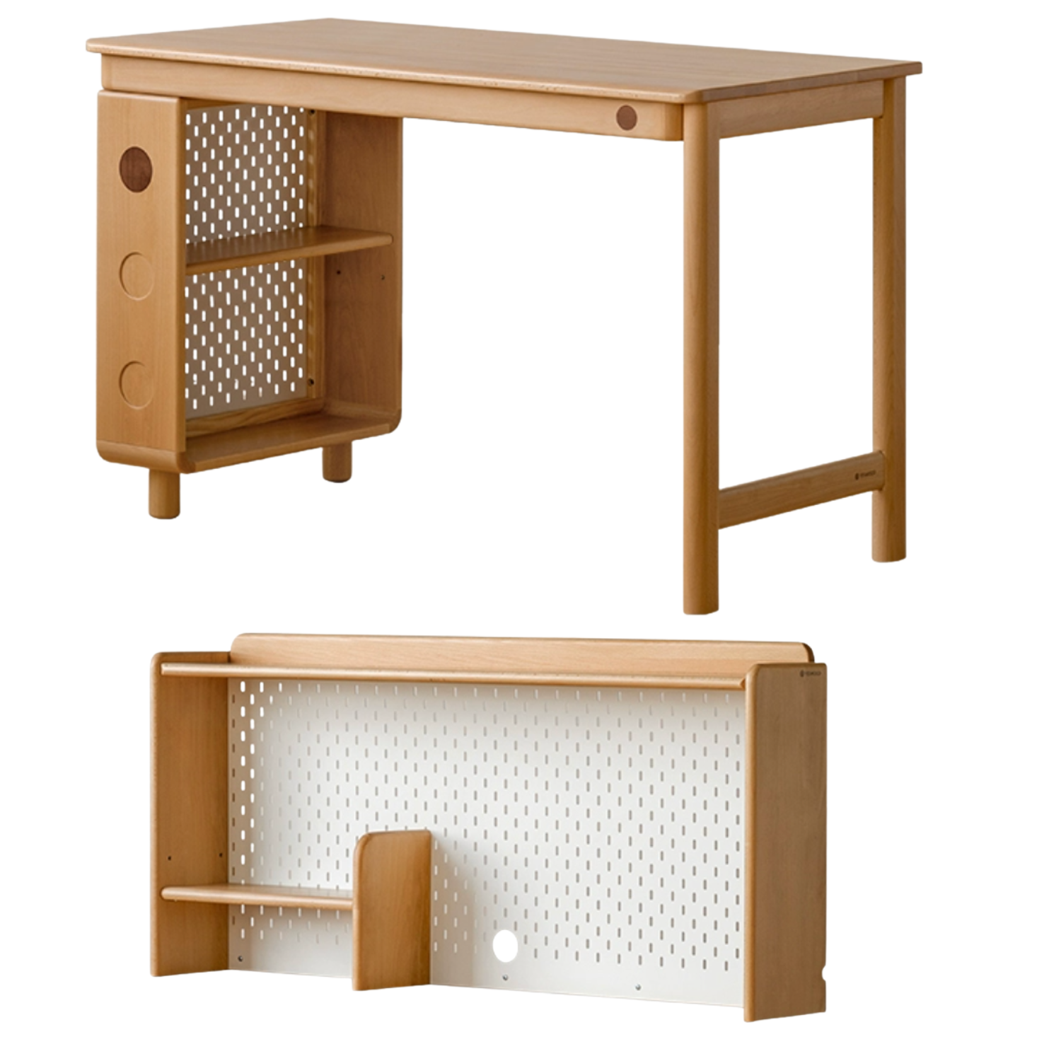 Beech Solid Wood Children's Study Table Bookshelf Integrated