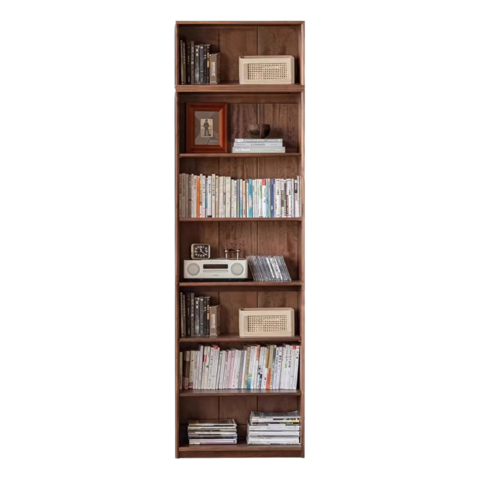 Black Walnut Solid Wood Bookcase Display Glass Door Storage Cabinet