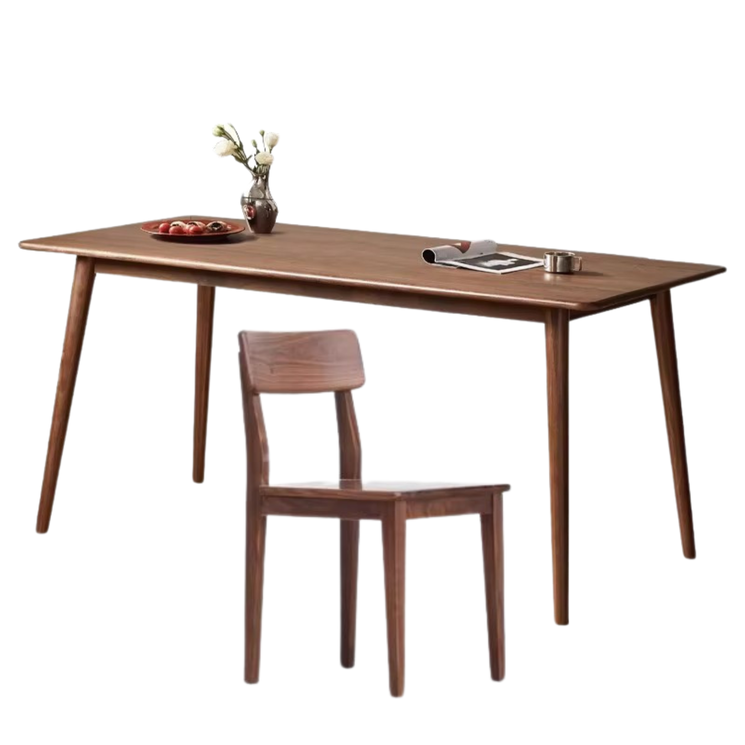 Black Walnut, Oak Solid Wood Walnut Color Dining Table