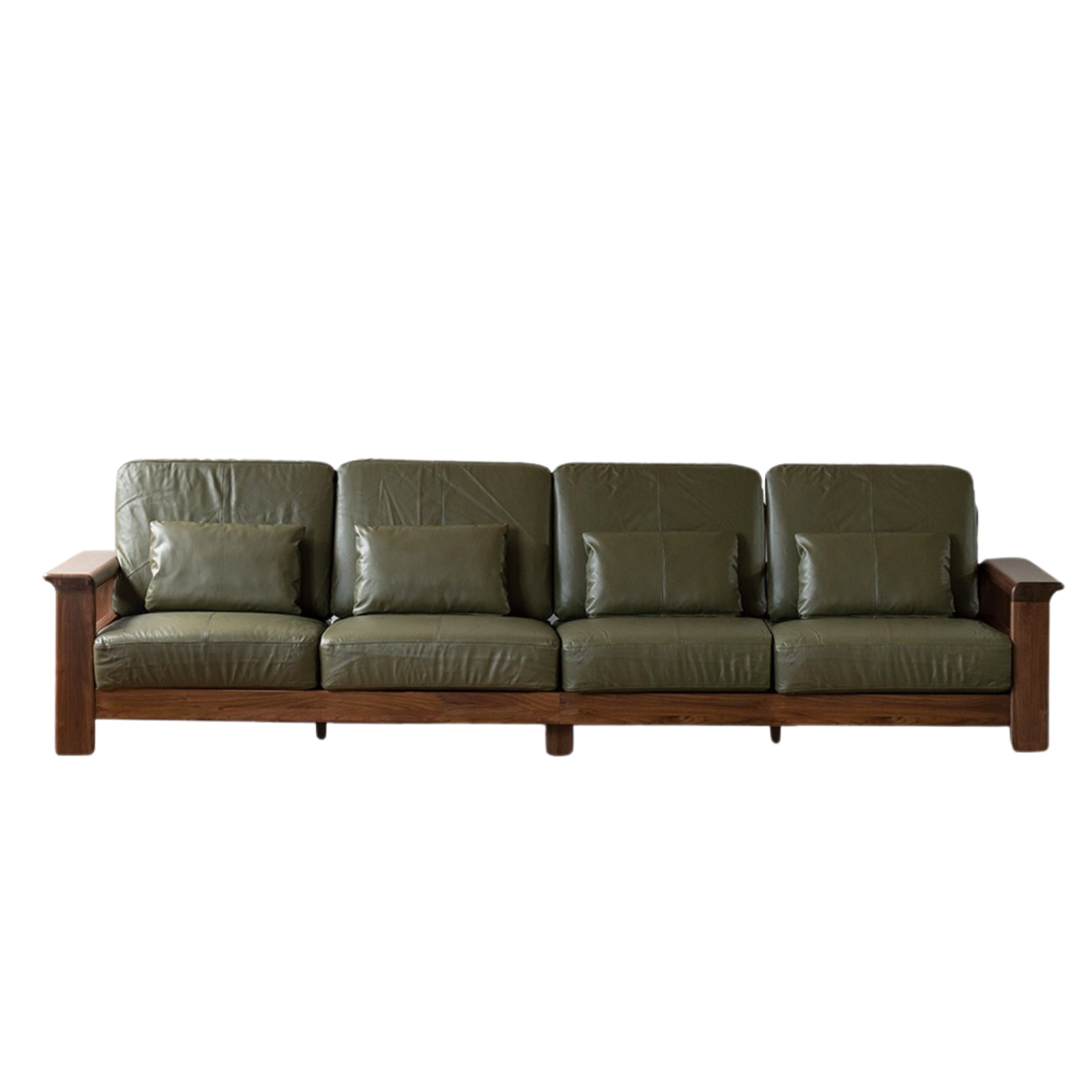 Black Walnut Solid Wood Modern Straight Sofa.