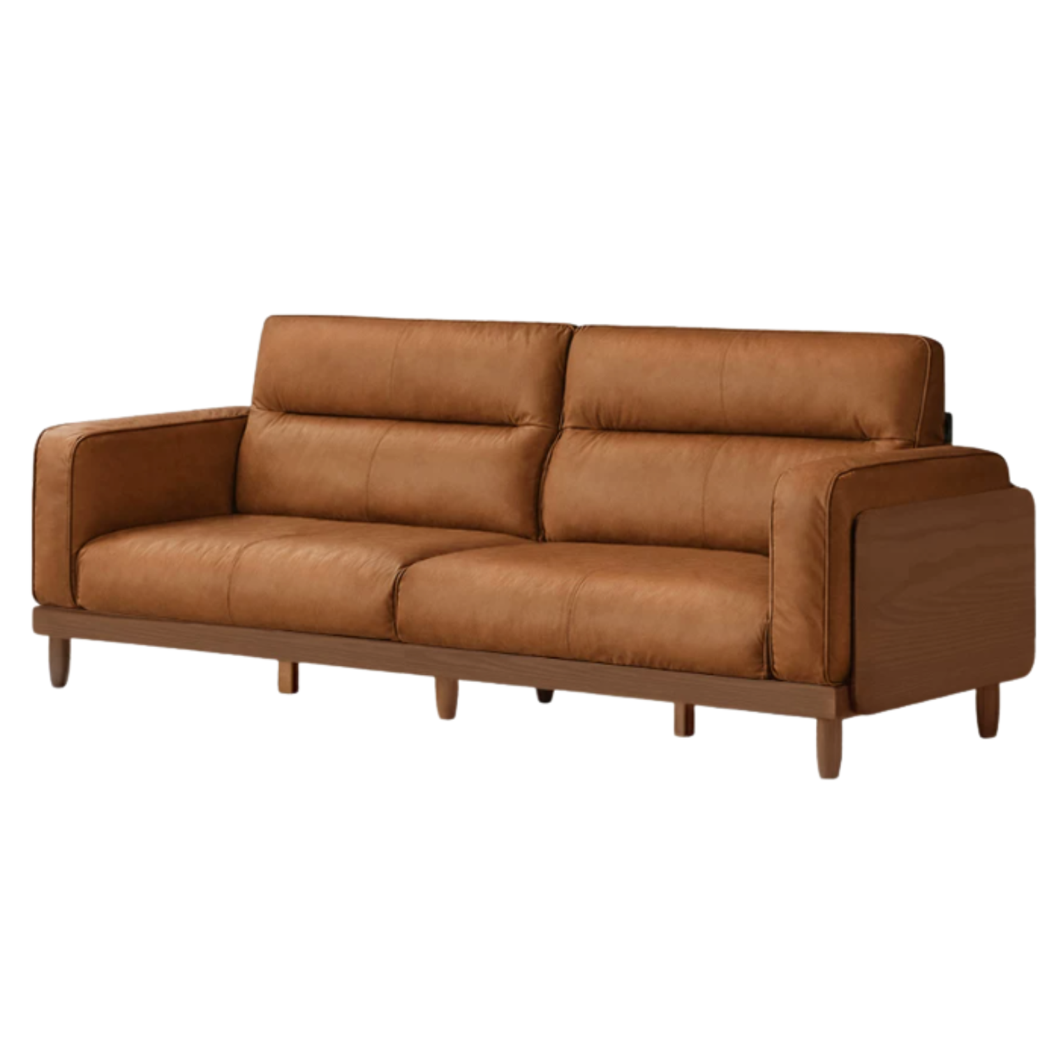 Black Walnut, Ash, Solid Sandalwood Genuine Leather, fabrics Sofa with High-Back Design