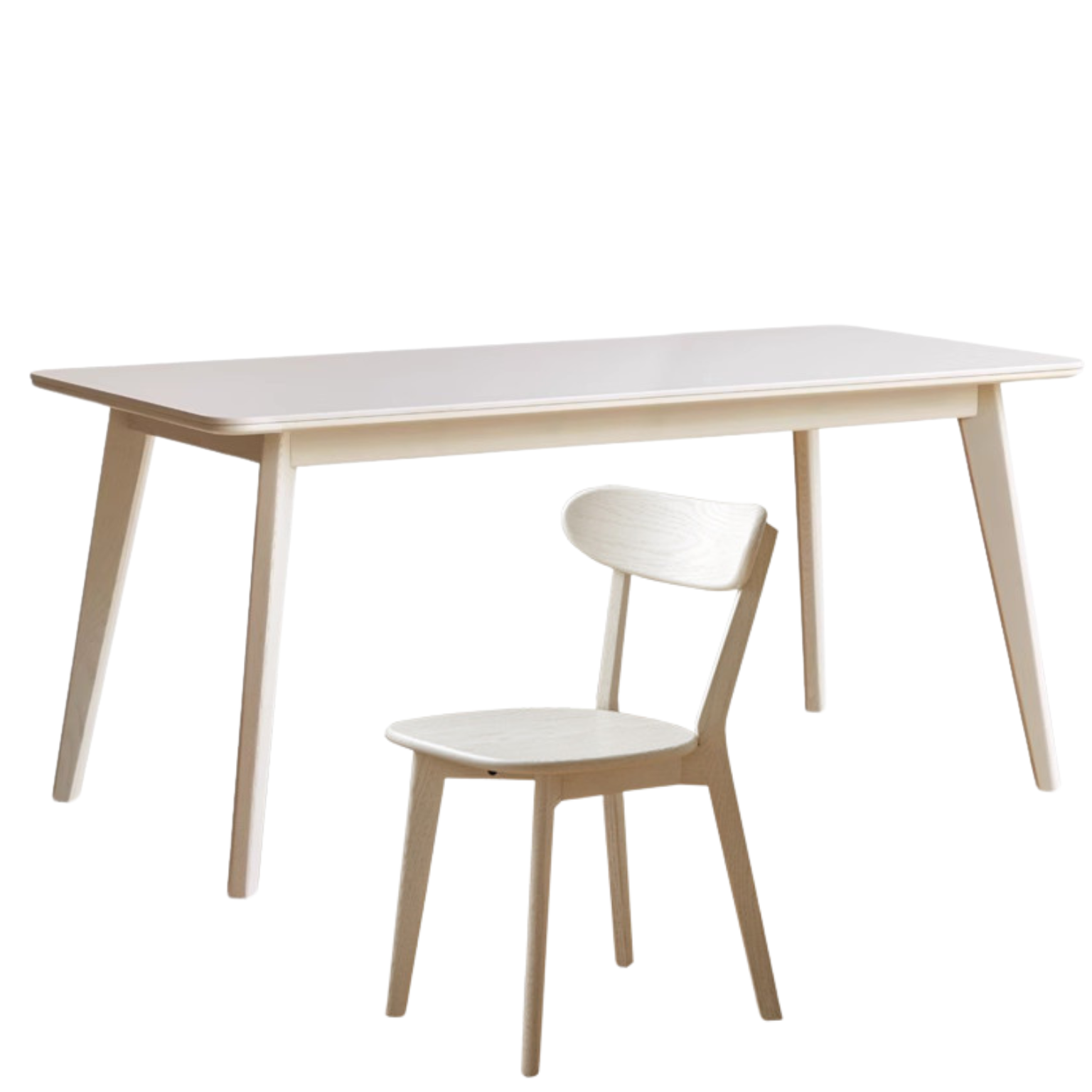Birch Solid Wood Slate Cream Wind White Dining Table