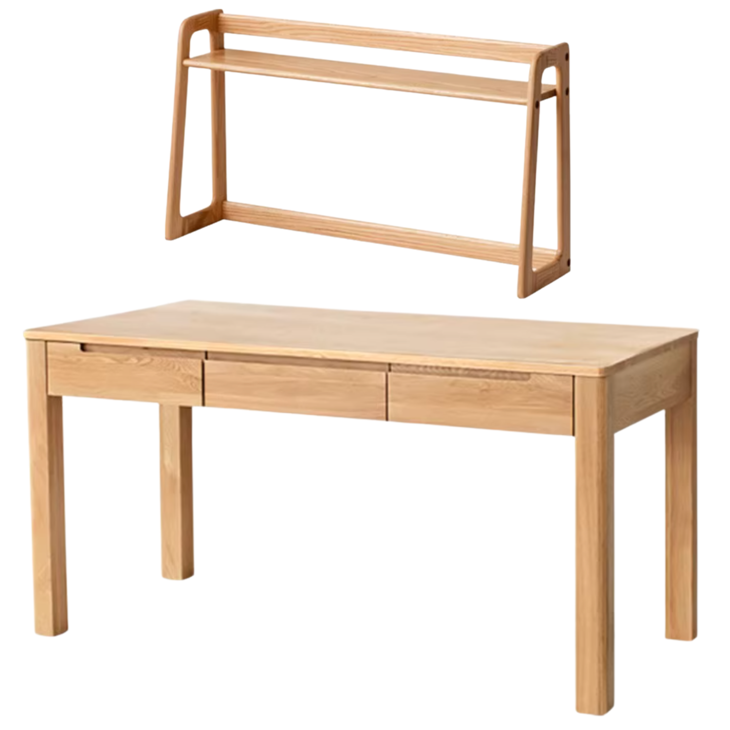 Oak Solid Wood Desk Bookshelf Integrated Simple Writing Desk