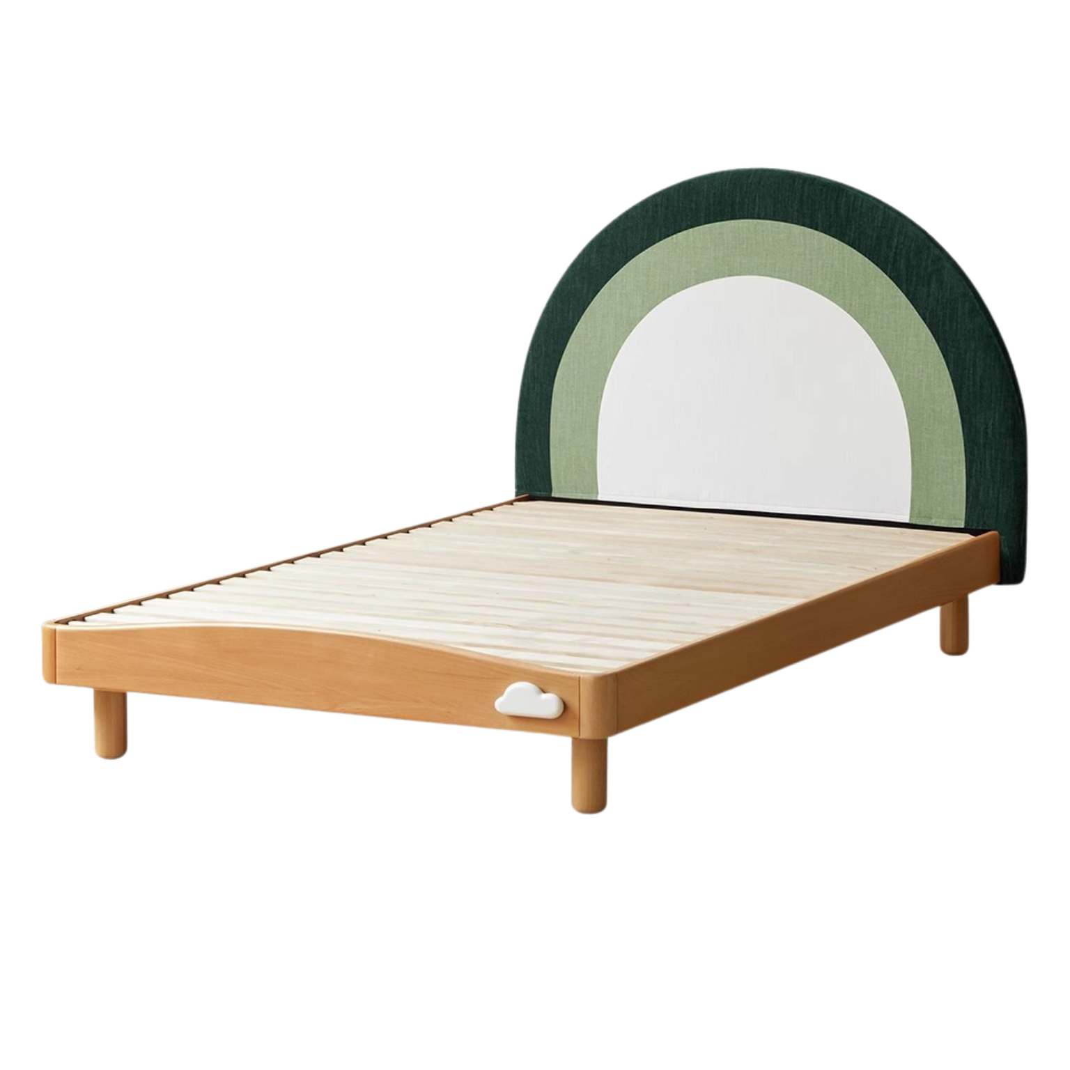 Beech Solid Wood Children's Rainbow Montessori Platform Bed.