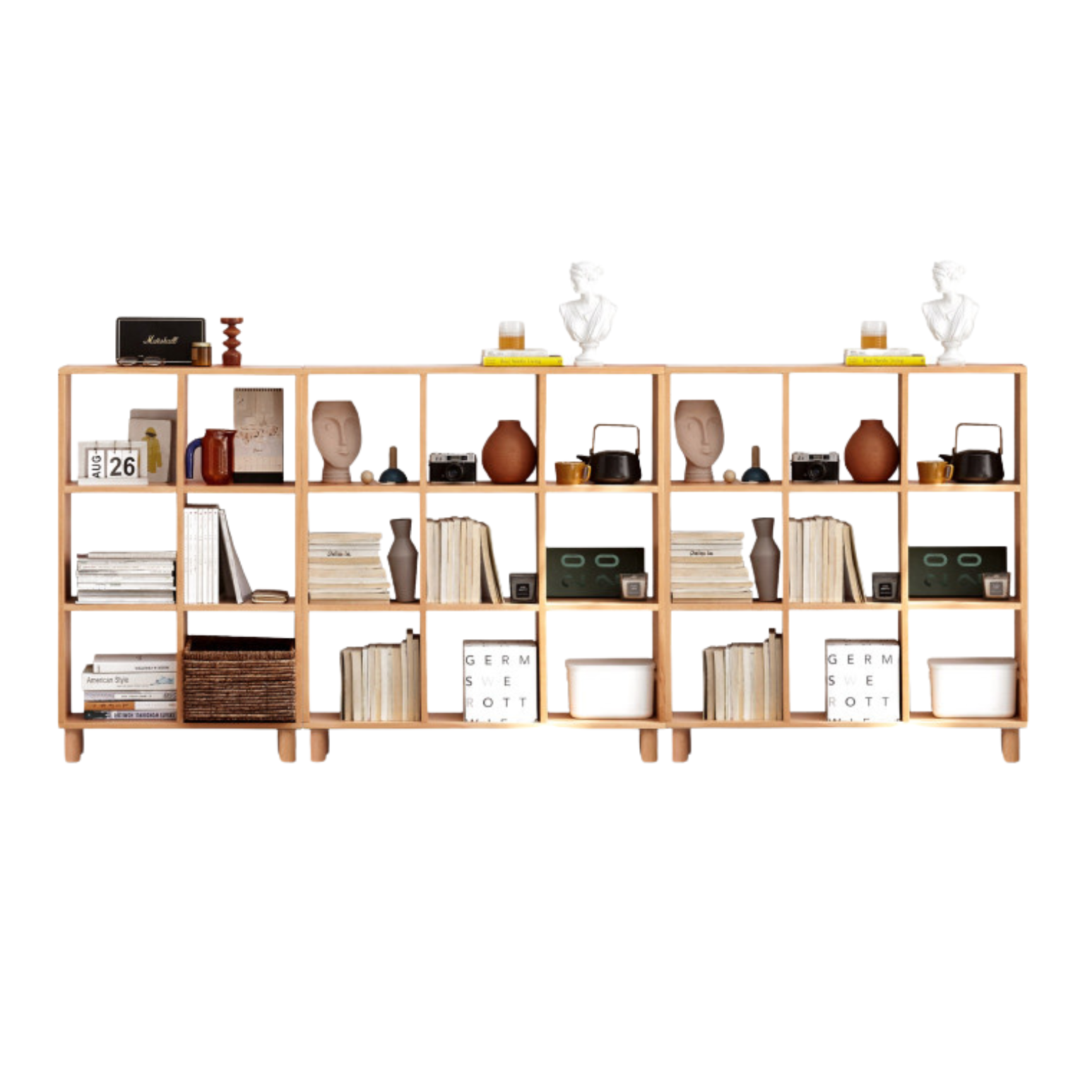 Beech, Oak Solid Wood Bookshelf Bookcase Free Combination