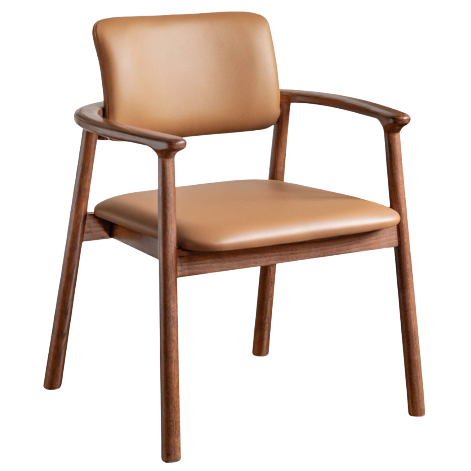 Black Walnut Solid Wood Leather Upholstered Captain Dining Chair