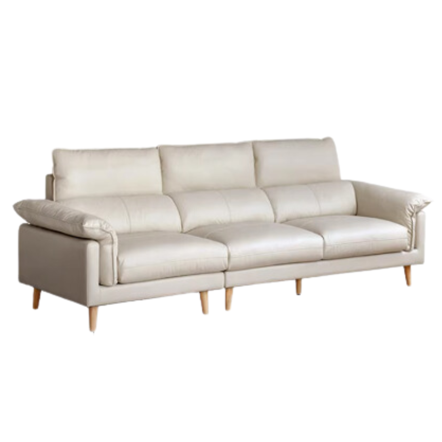 Fabric, Leather Modern White Down Sofa.