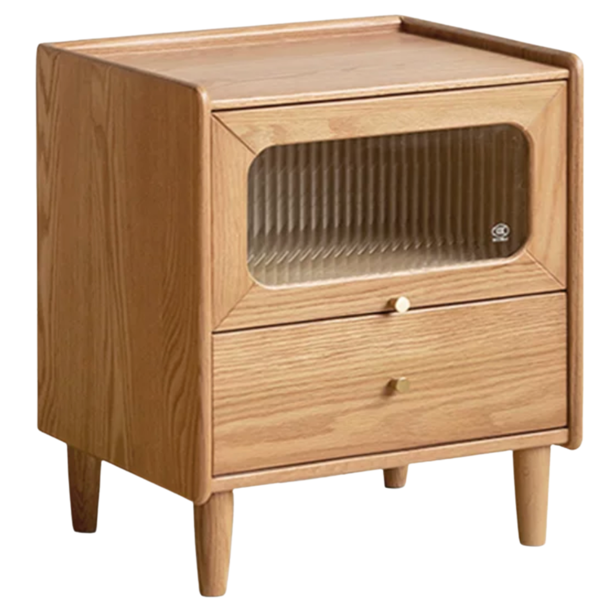 Oak, Beech Solid Wood Nightstand With Light