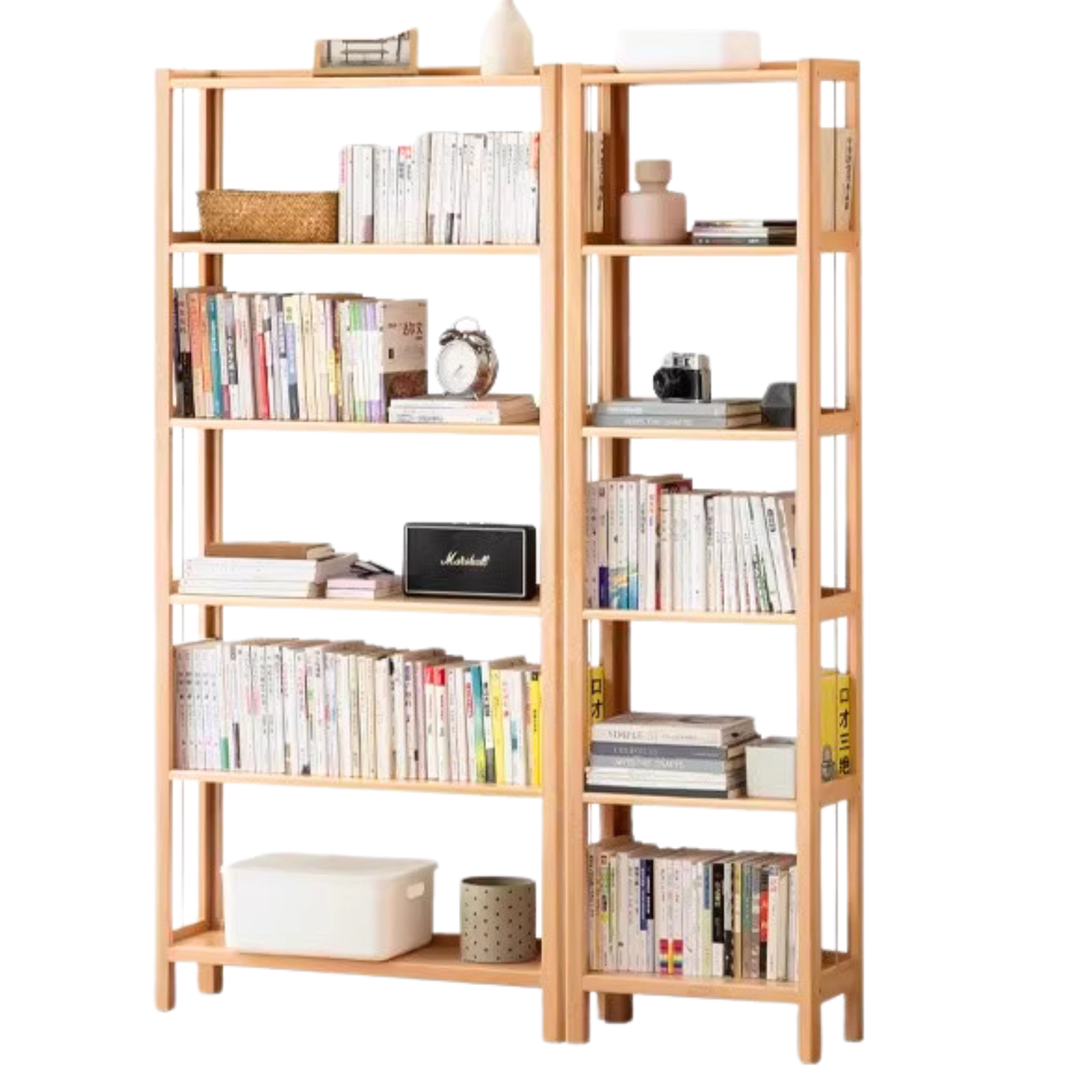 Beech Solid Wood Bookshelf, Storage Rack