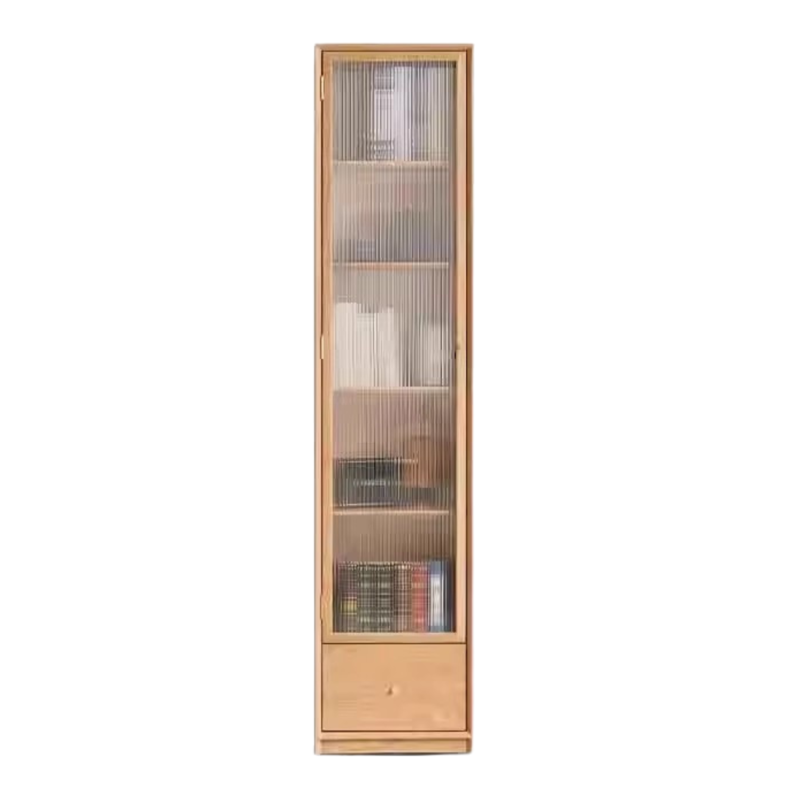 Oak Solid Wood Nordic Style Bookshelf with Floor Storage Cabinet