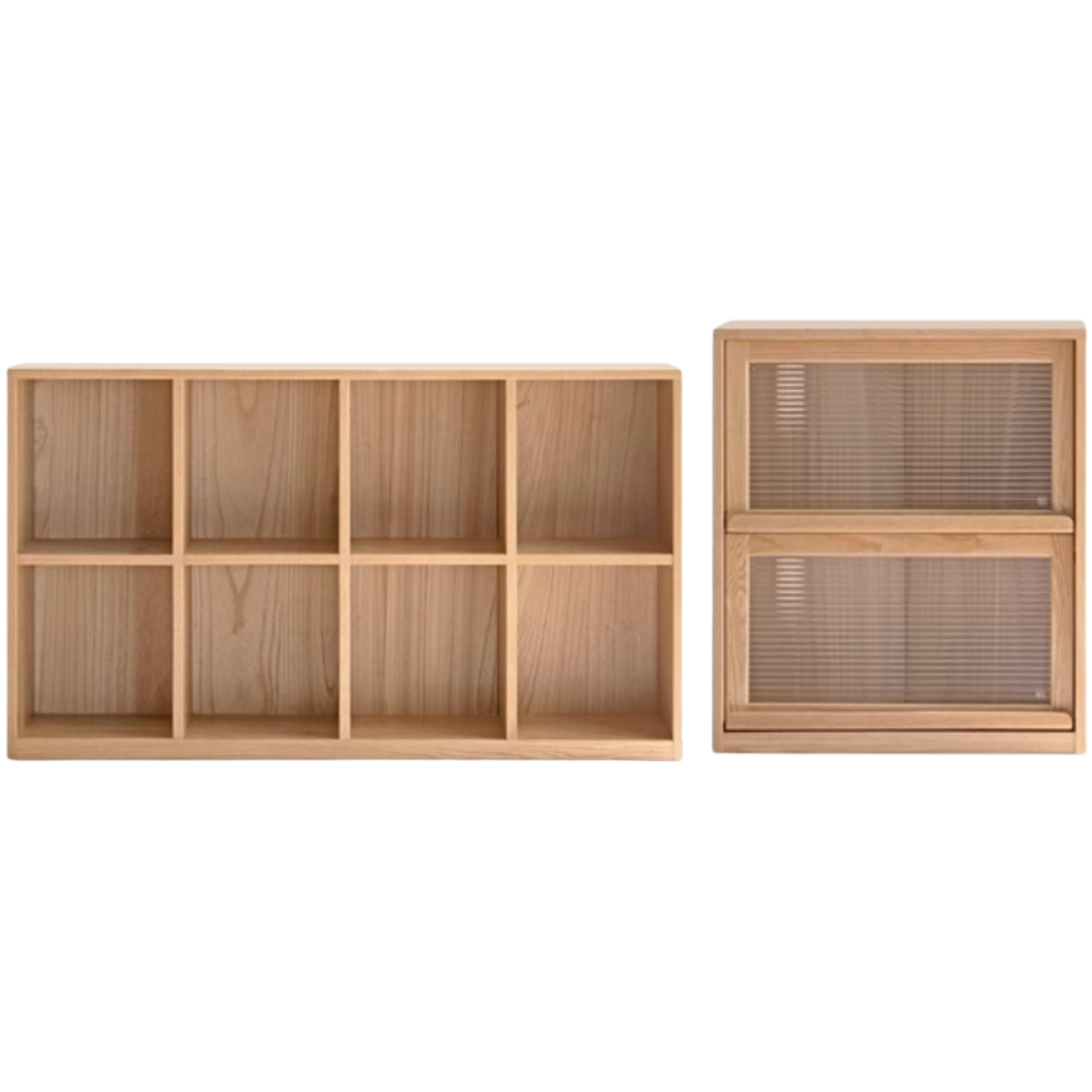 Oak, Solid Rubberwood, Ash Solid Wood Bookcase Free Combination Low Cabinet Floor-Standing Bookshelf