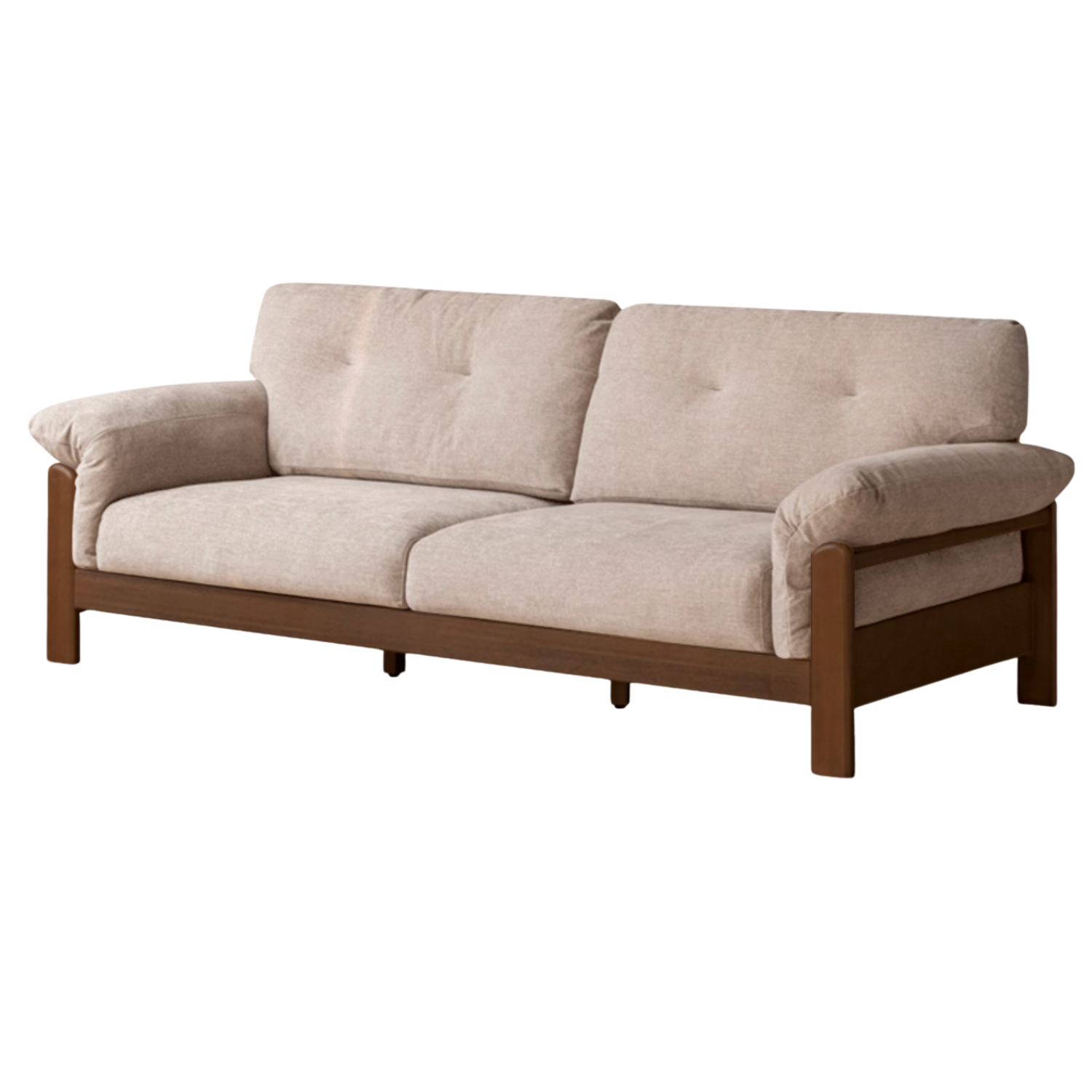 Sandalwood, Ash Solid Wood Genuine leather, fabric sofa