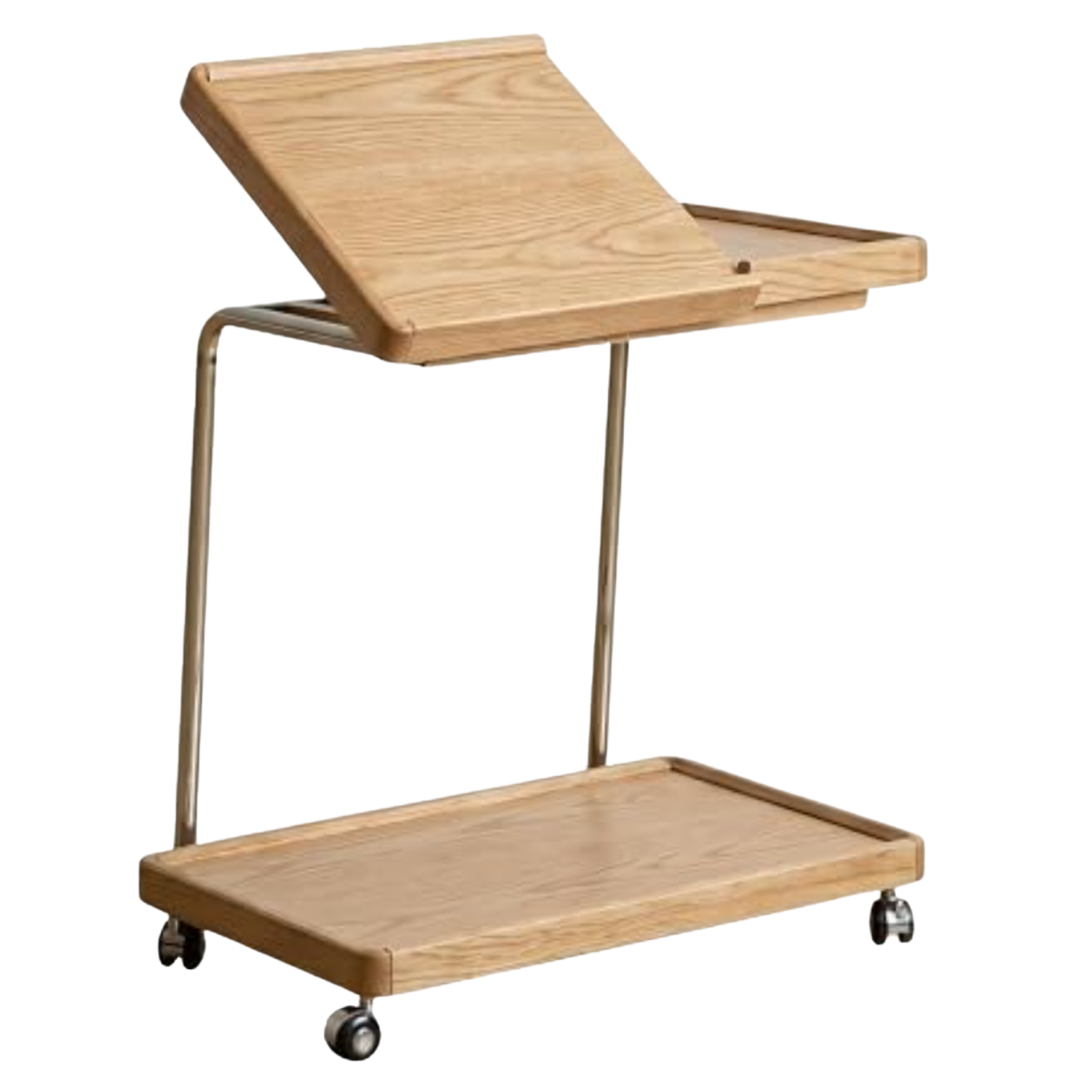 Oak, Poplar Solid Wood Mobile Side Table