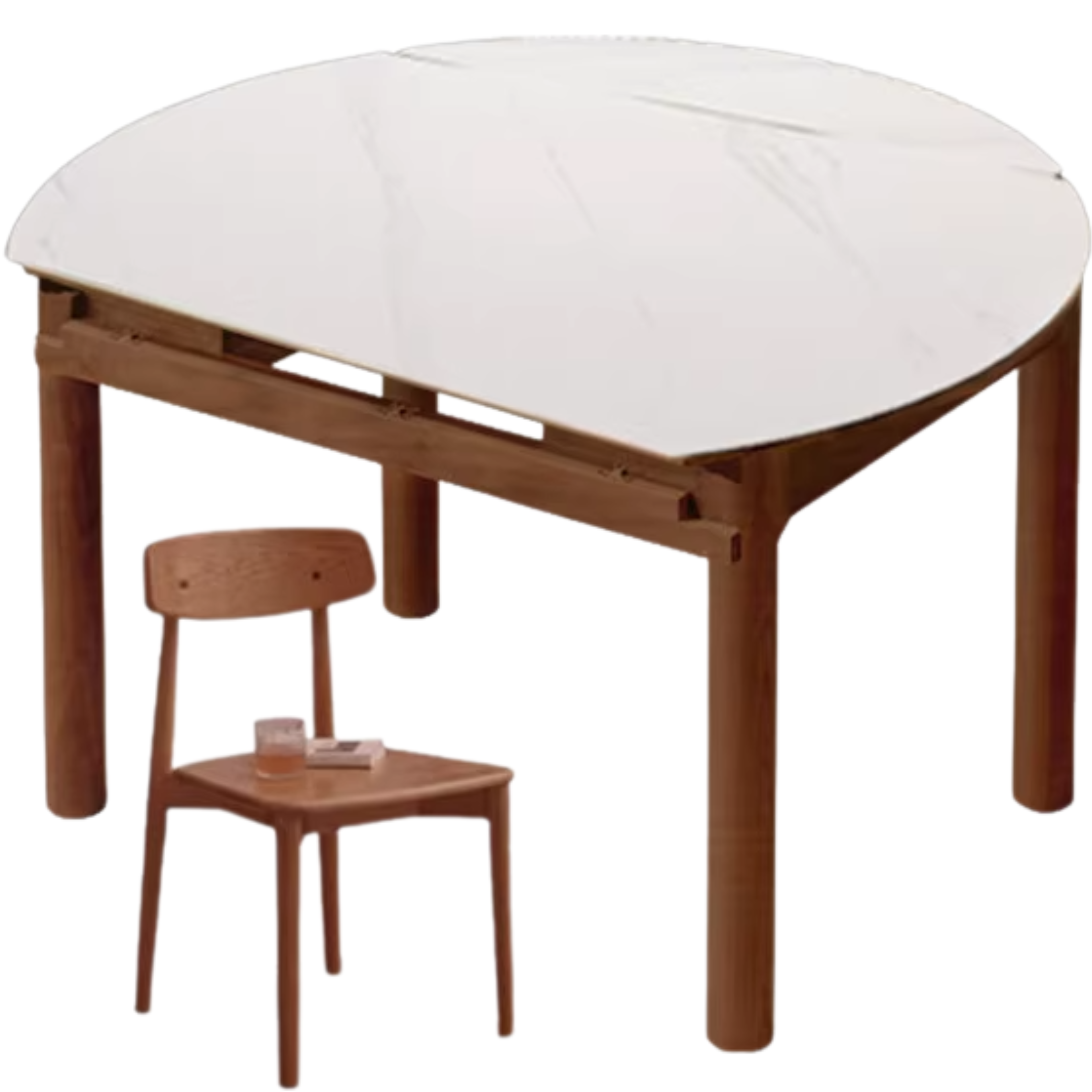 Oak, Black Walnut, Ash Solid Wood Rock Plate Folding Dining Table