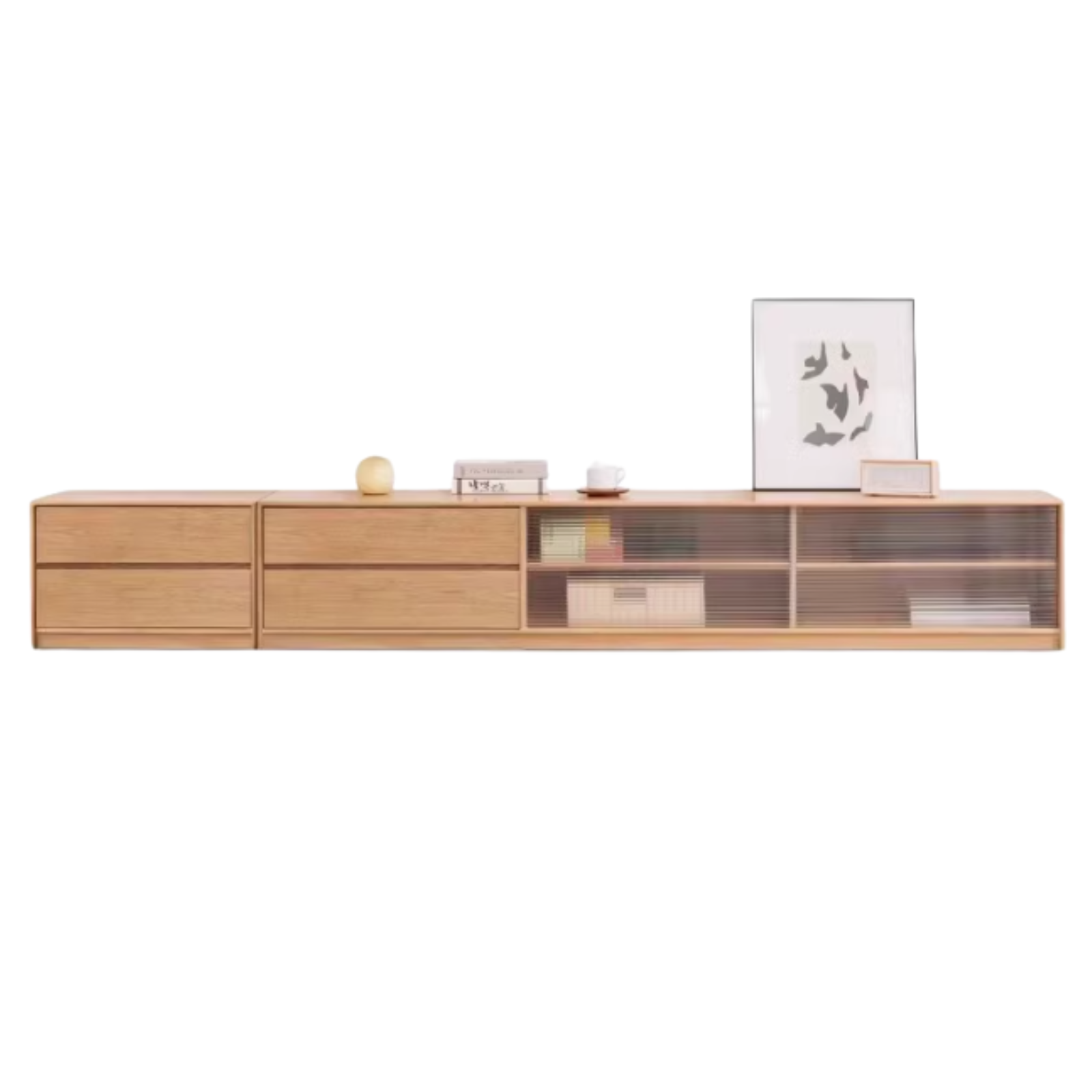 Oak, Rubber Solid Wood TV Cabinet Floor Combination,