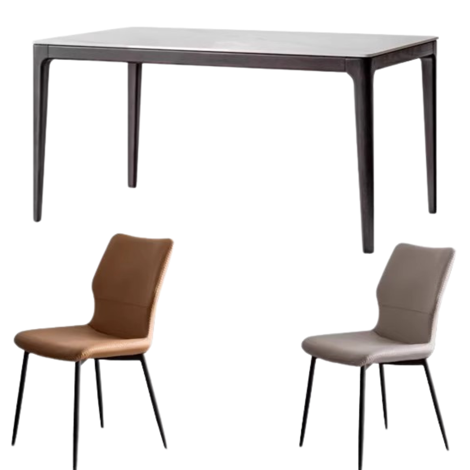 Oak Solid Wood, Solid RubberWood Dining Table Rock Slab Surface