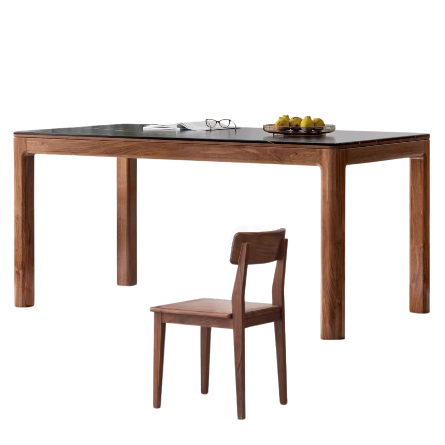 Black Walnut, Sandalwood Solid Wood Rock Slab Dining Table