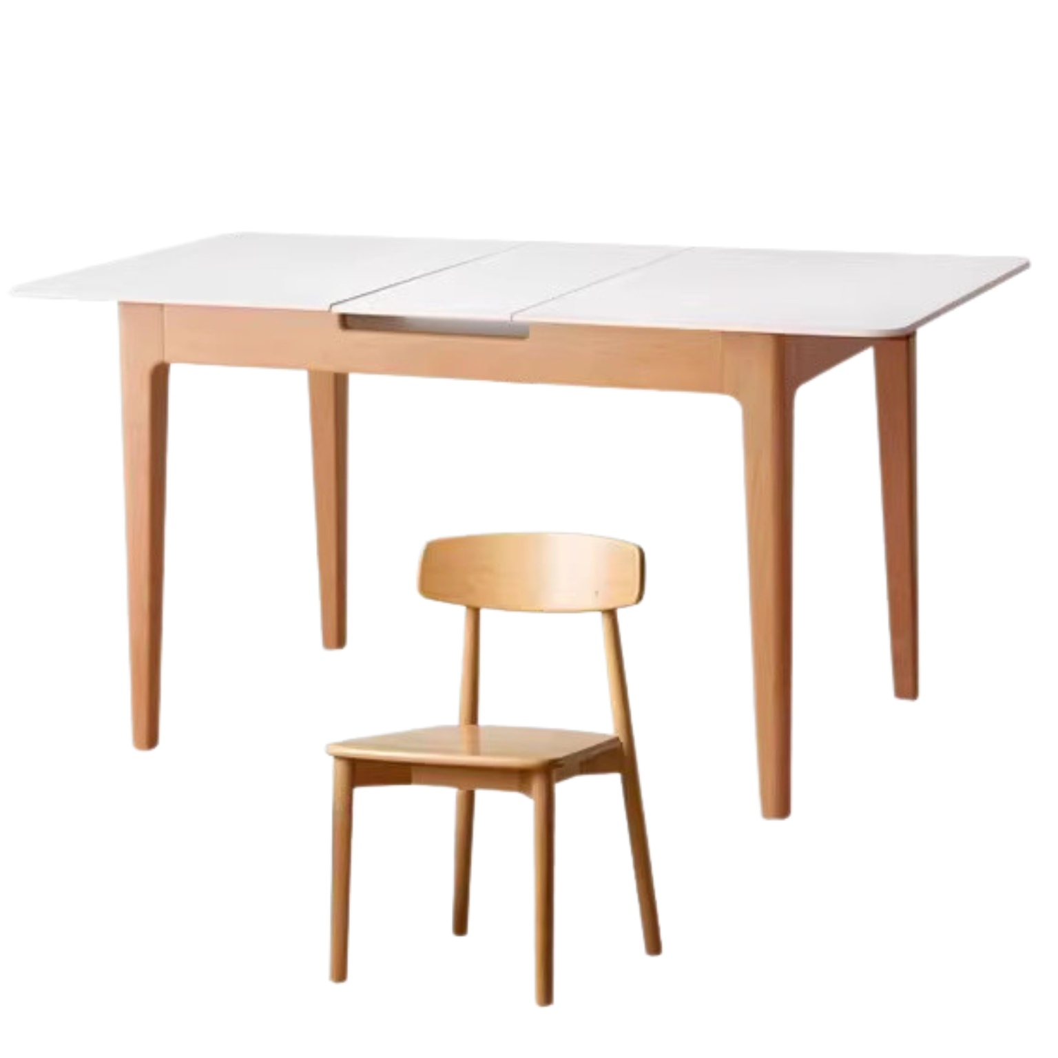 Beech Solid Wood Rock Plate Folding Dining Table