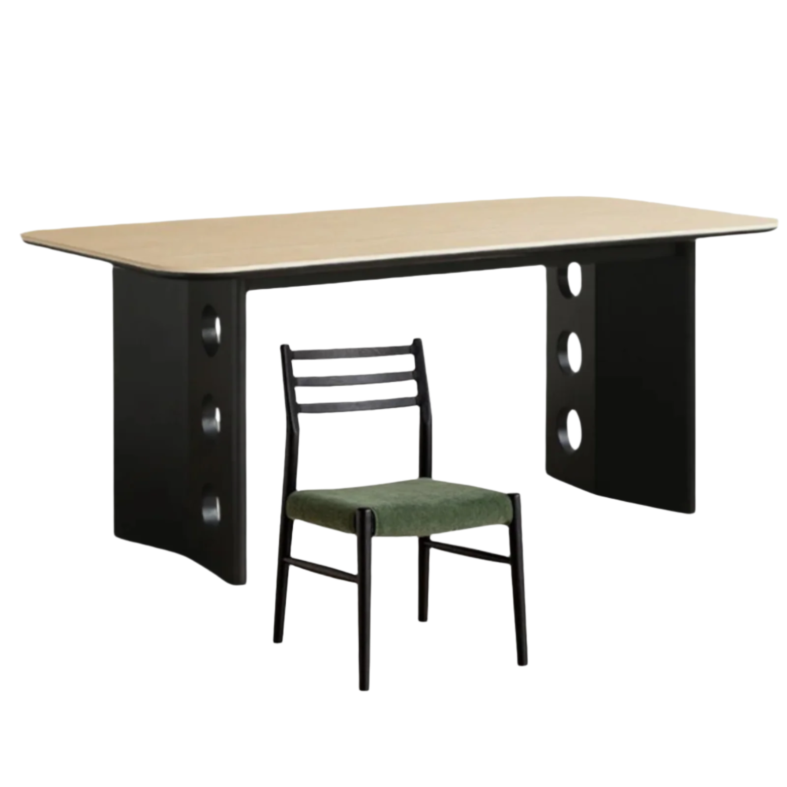 Ash, Oak Solid Wood Medieval Style Rock Plate Retro Dining Table