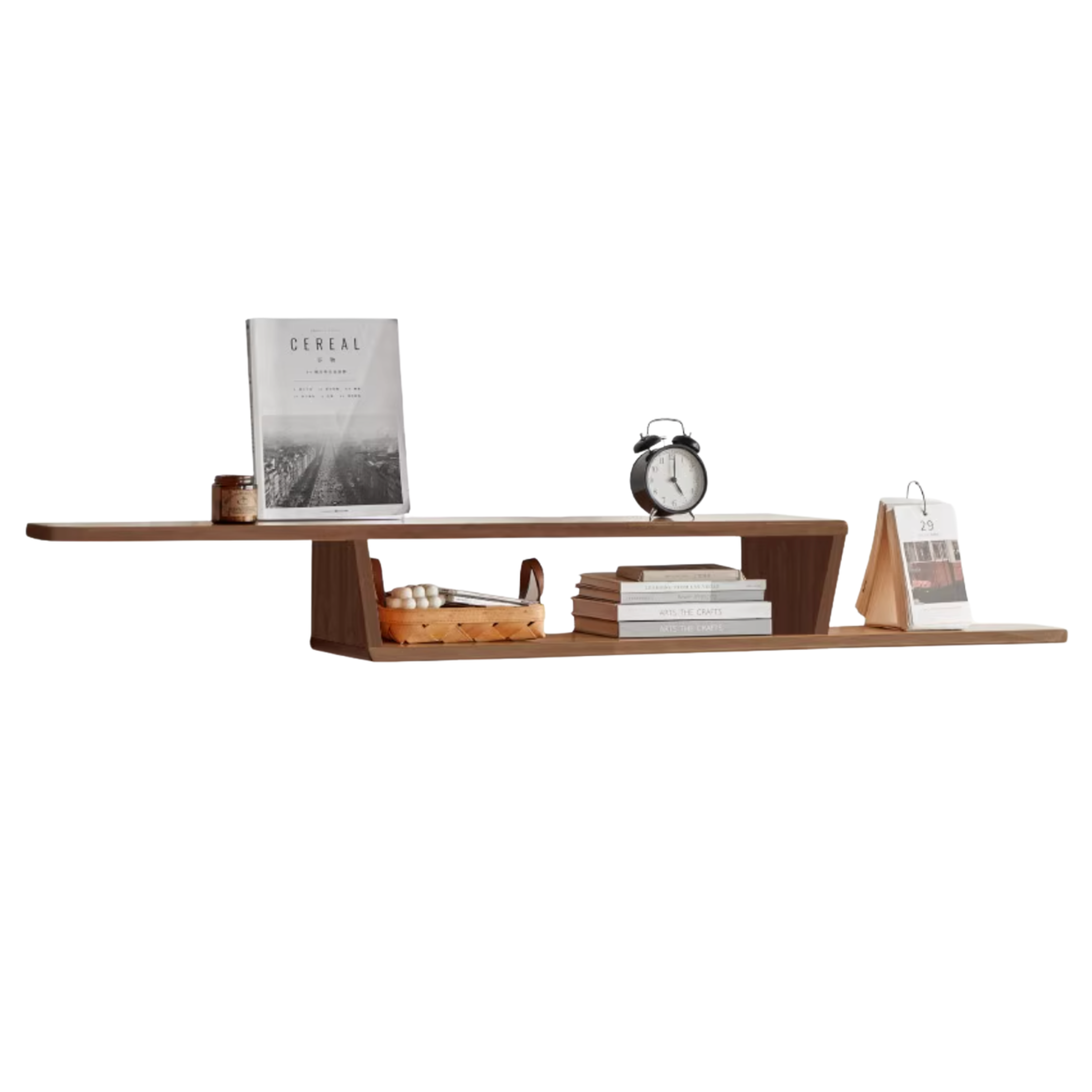 Beech, Rubber Solid Wood Hanging Narrow TV Cabinet, Wall Hanging Shelf.