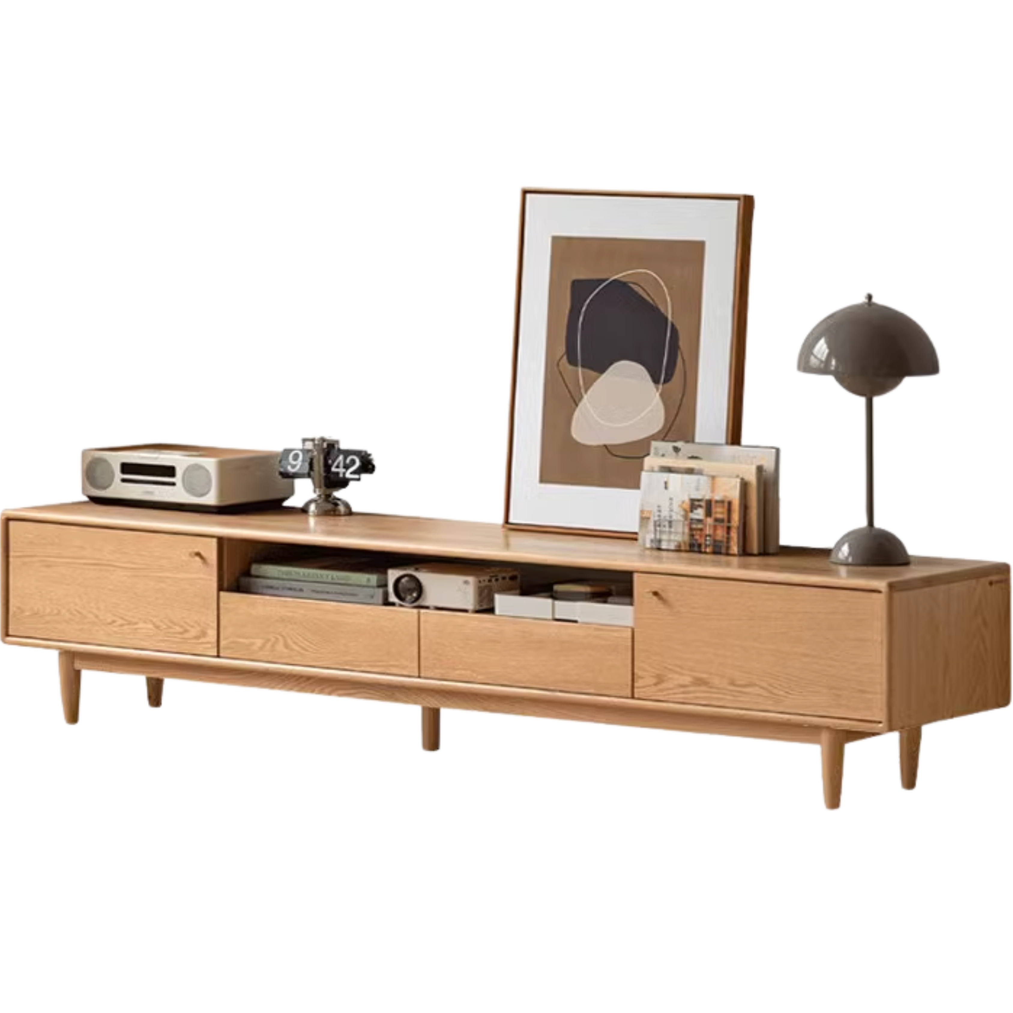 Oak Solid Wood Nordic Floor TV Cabinet.