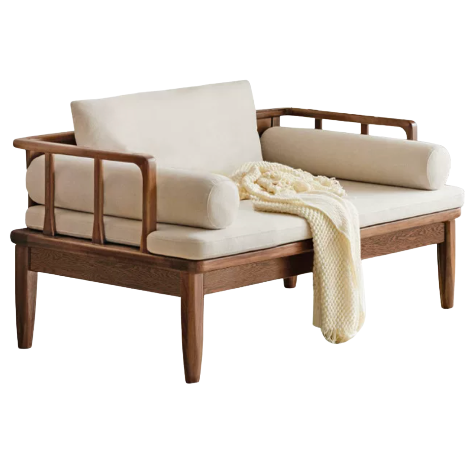 Black Walnut Solid Wood Winter and Summer Dual-use Sofa.