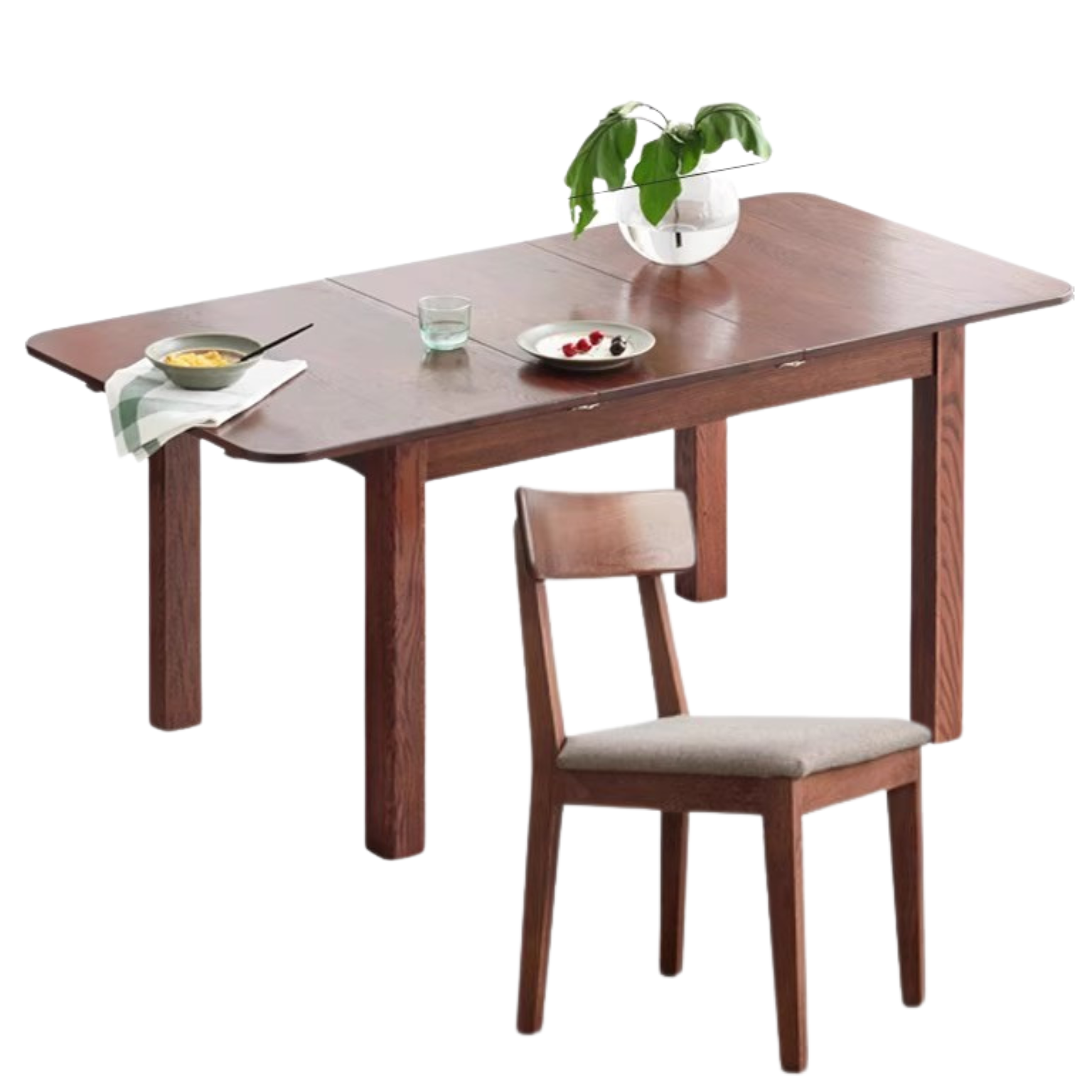 Oak Solid Wood Telescopic Folding Dining Table