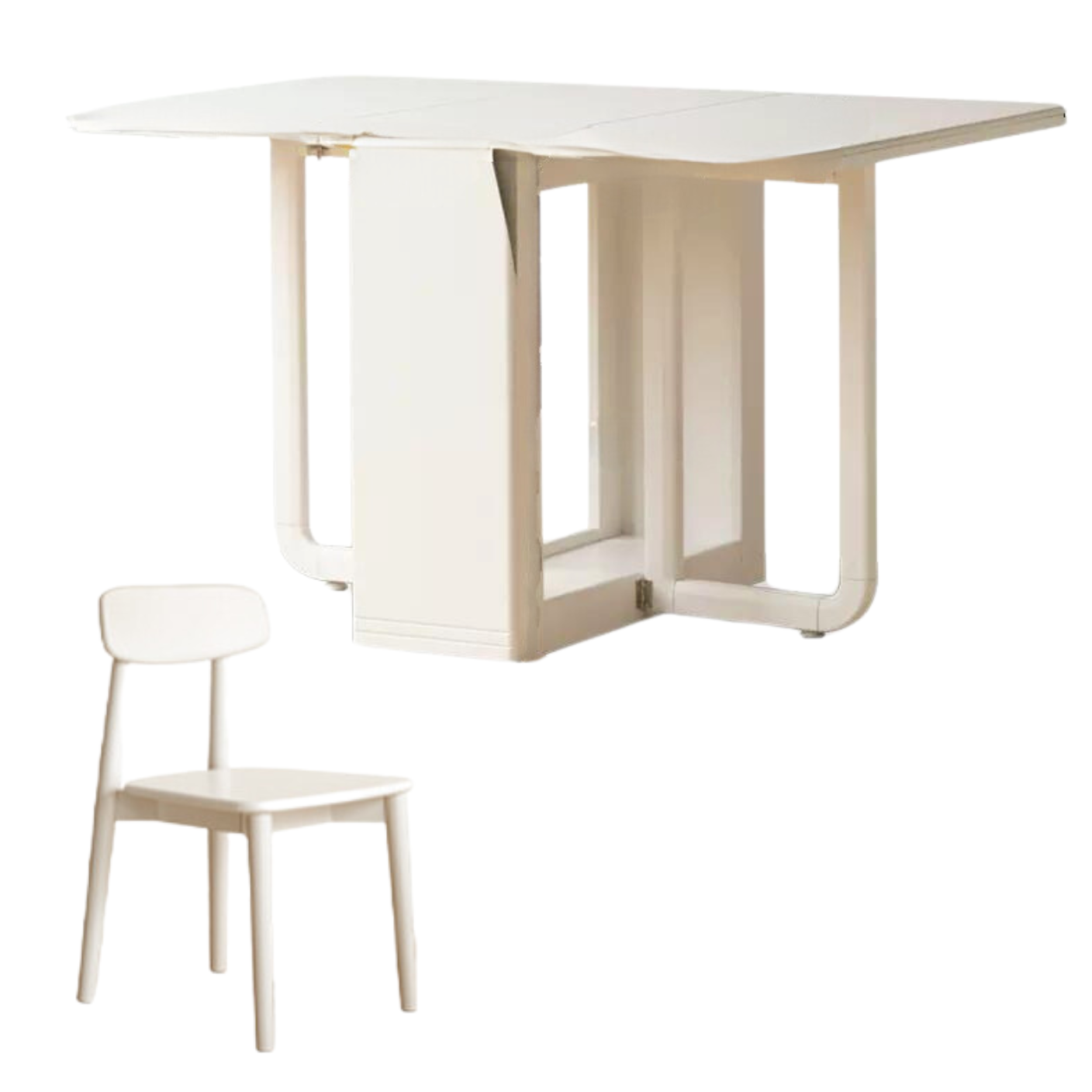 Poplar Solid Wood Cream Wind Rock Slab Folding Dining Table