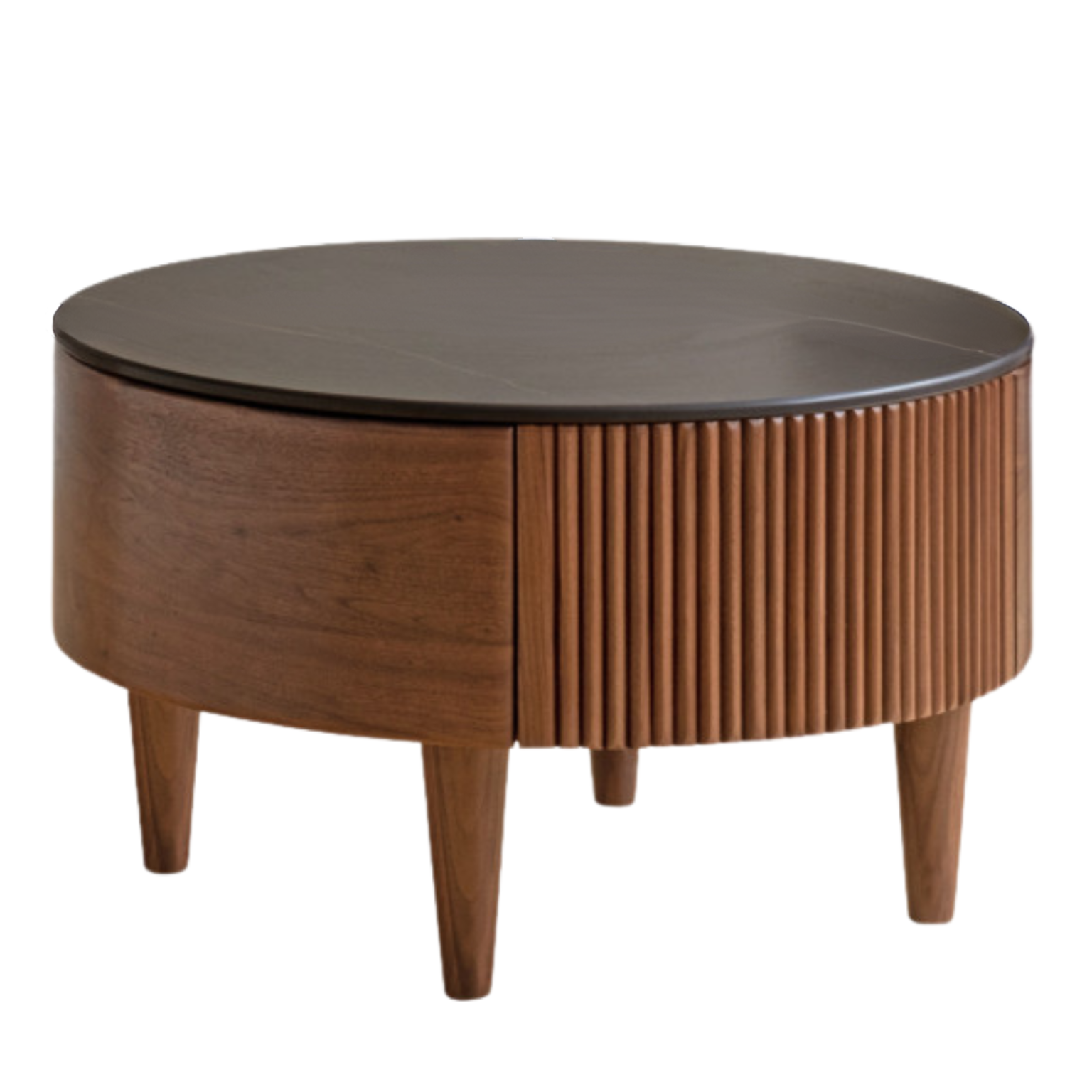 Black Walnut, Ash Solid Wood Combination Rock Plate Coffee Table