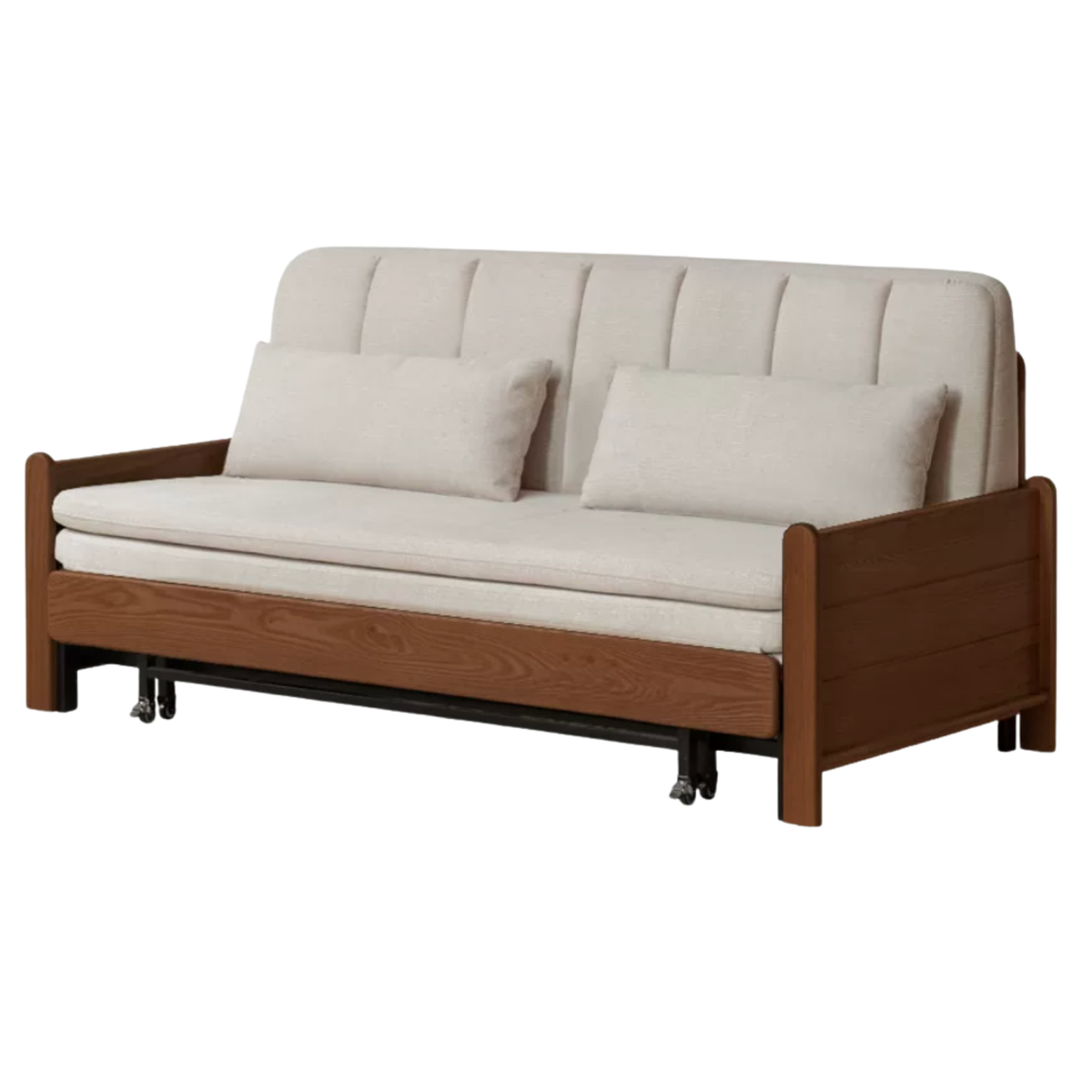 Oak, Ash Solid Wood Sleeper Sofa with Solid Wood Frame and Reclining Backrest