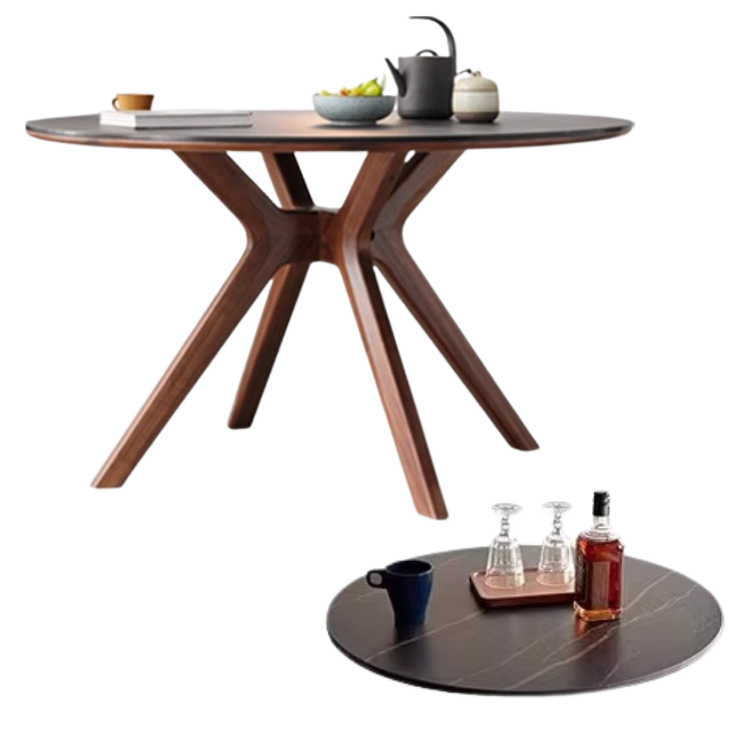 Black Walnut Solid Wood Round Dining Table