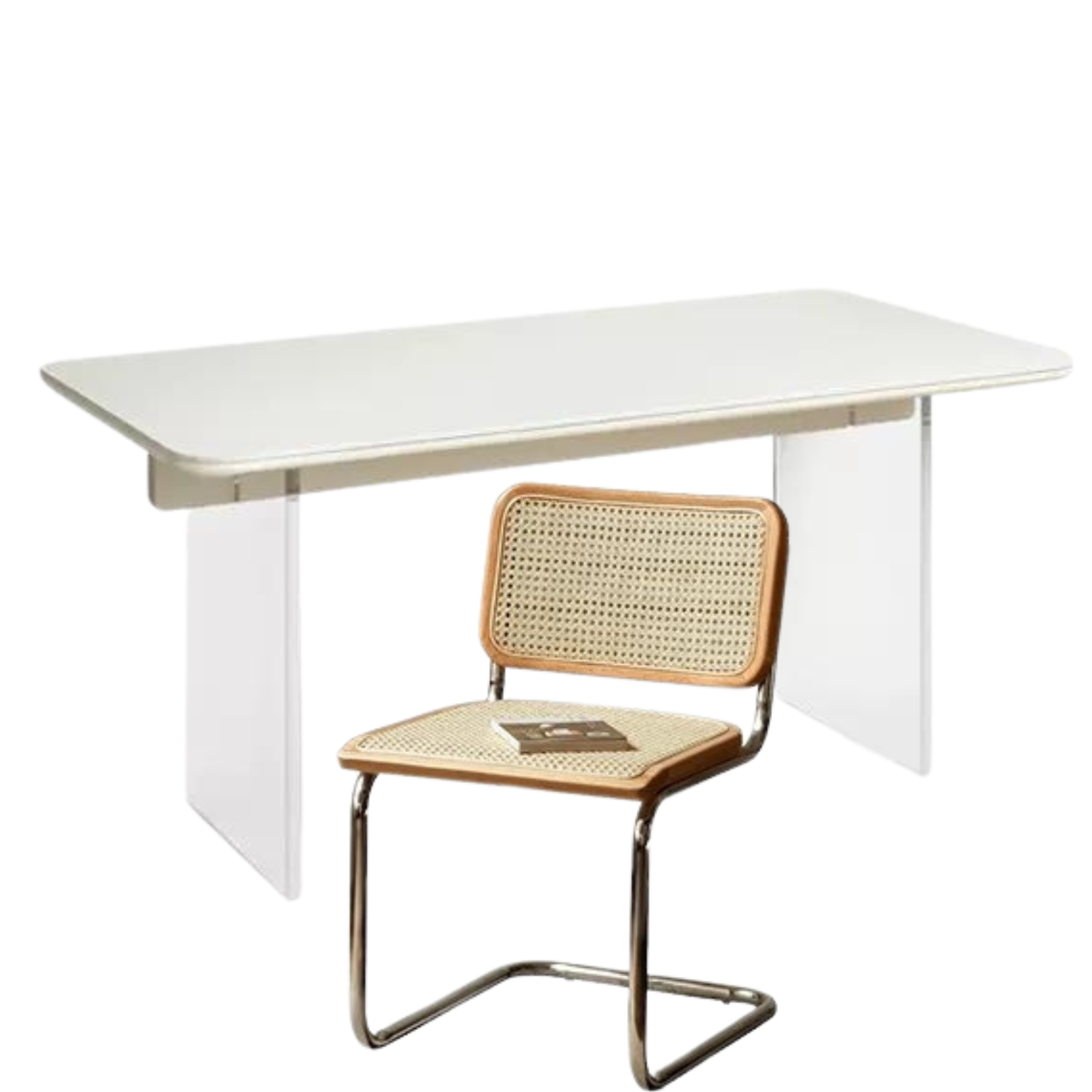 Solid Rubberwood Suspended Dining Table With Slate Top