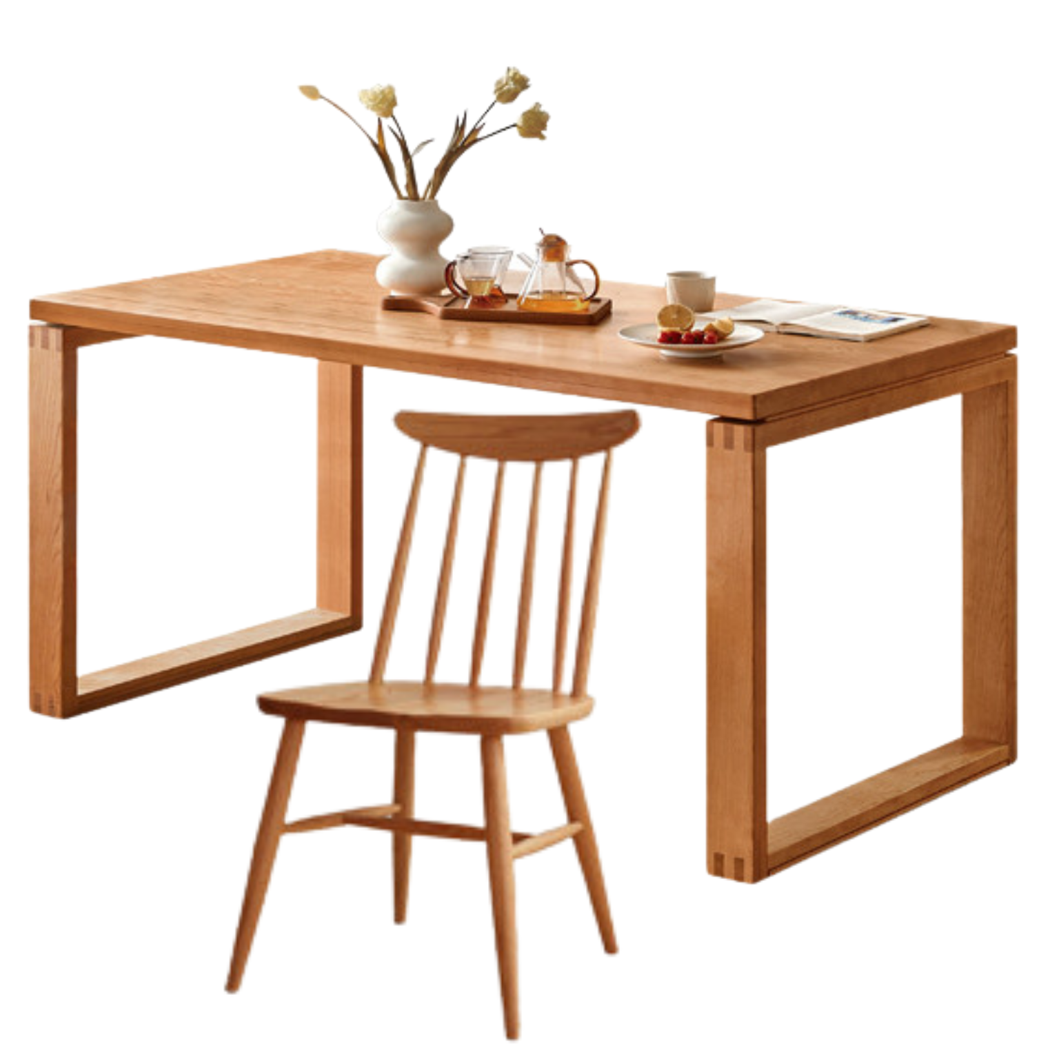 Cherry Wood Dining Table Island Table Integrated Large Board