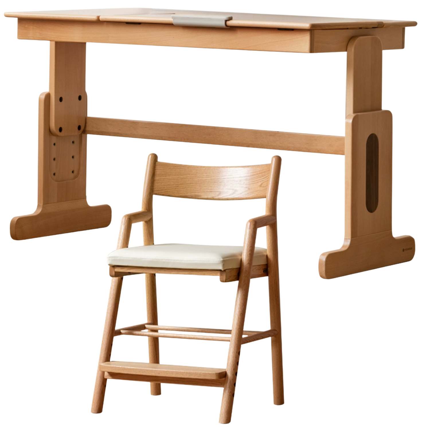 Beech Solid Wood Children's Liftable Study Table