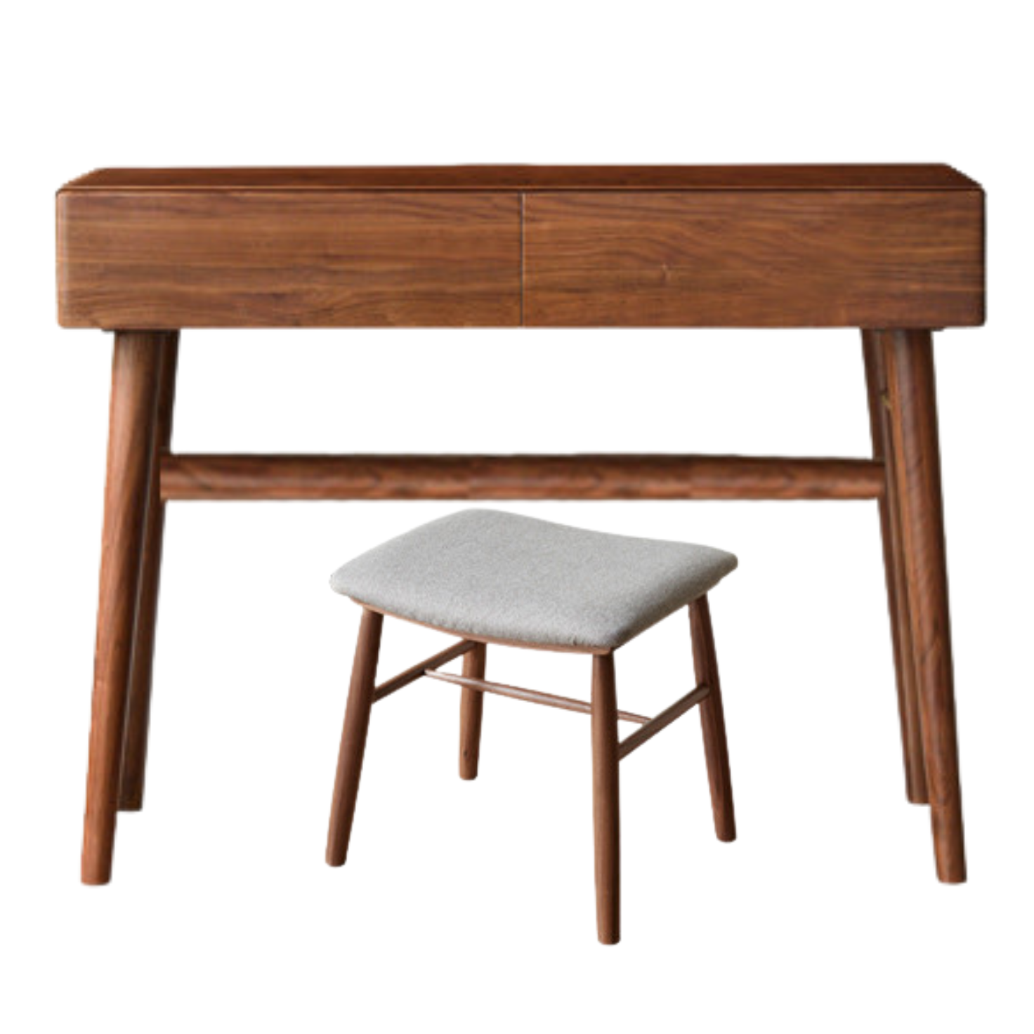 Black Walnut, Sandalwood Solid Wood Moon Makeup Mirror Vanity Table.