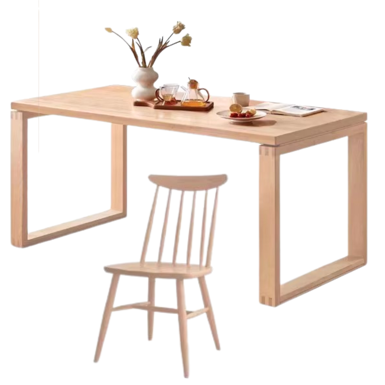 Beech, Oak Solid Wood Large Dining Table