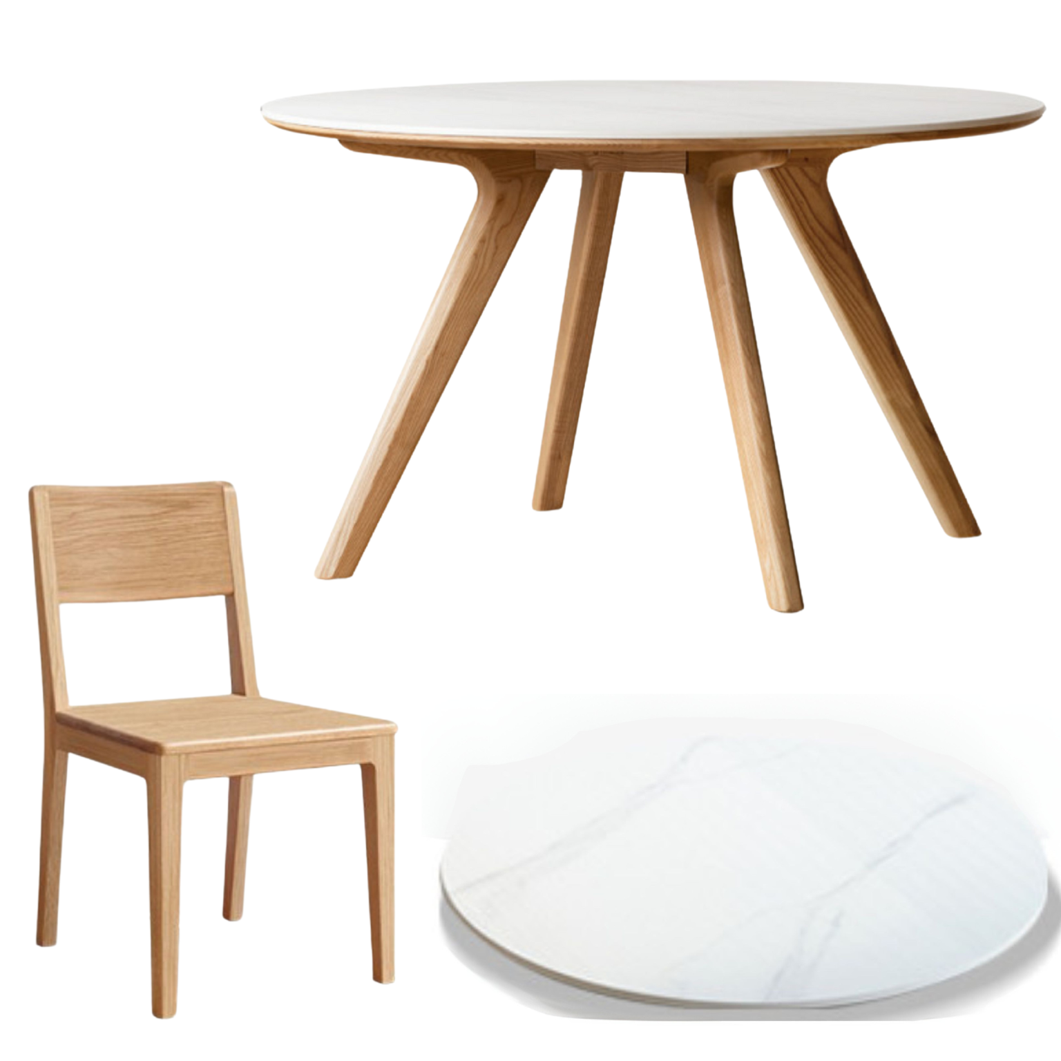 Ash Solid Wood Modern Rock Round Table.