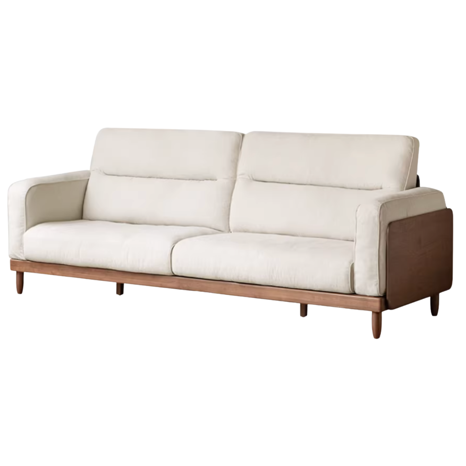 Sandalwood, Ash Solid Wood Genuine Leather, fabric High-Back Sofa