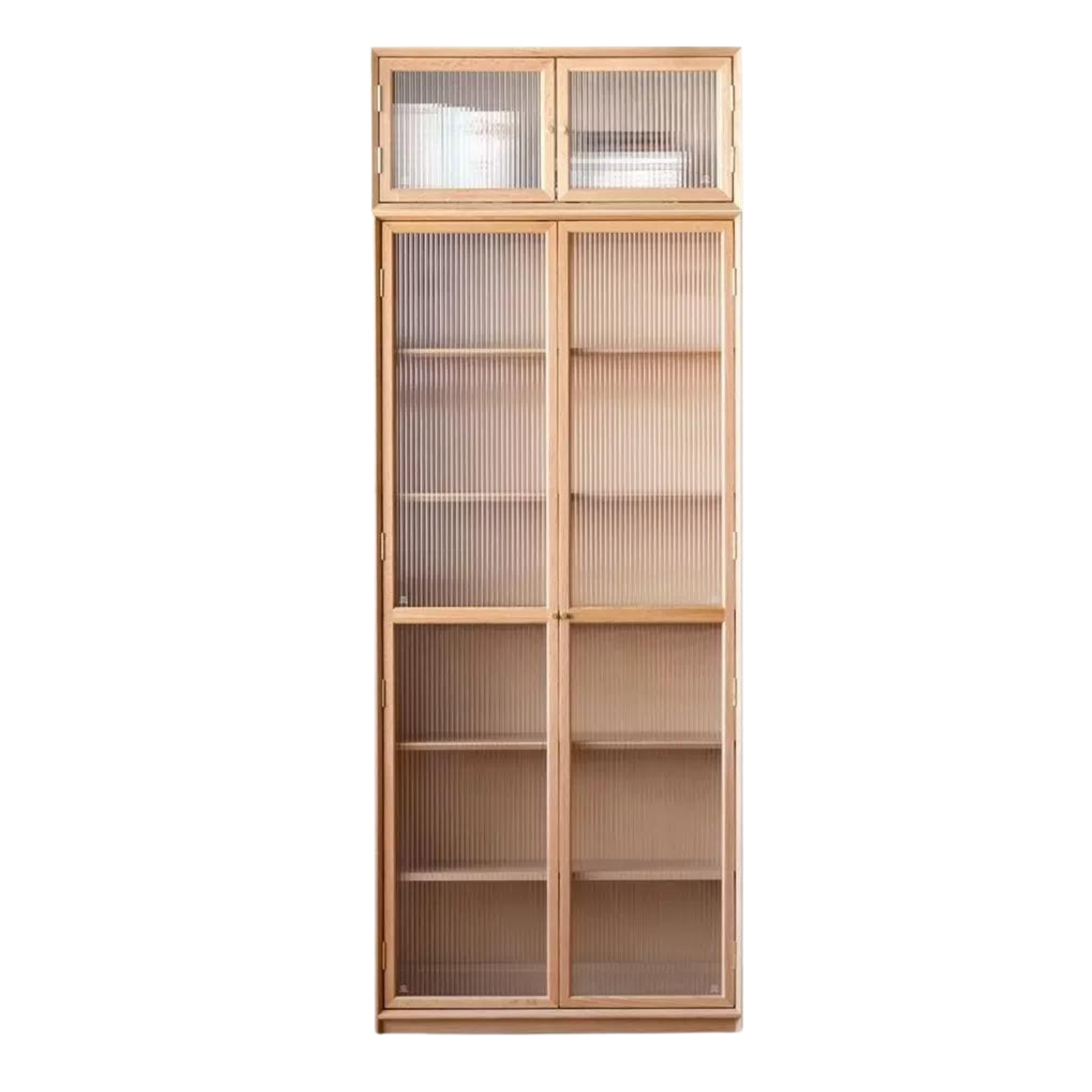 Oak Solid Wood Nordic Style Bookshelf with Floor Storage Cabinet
