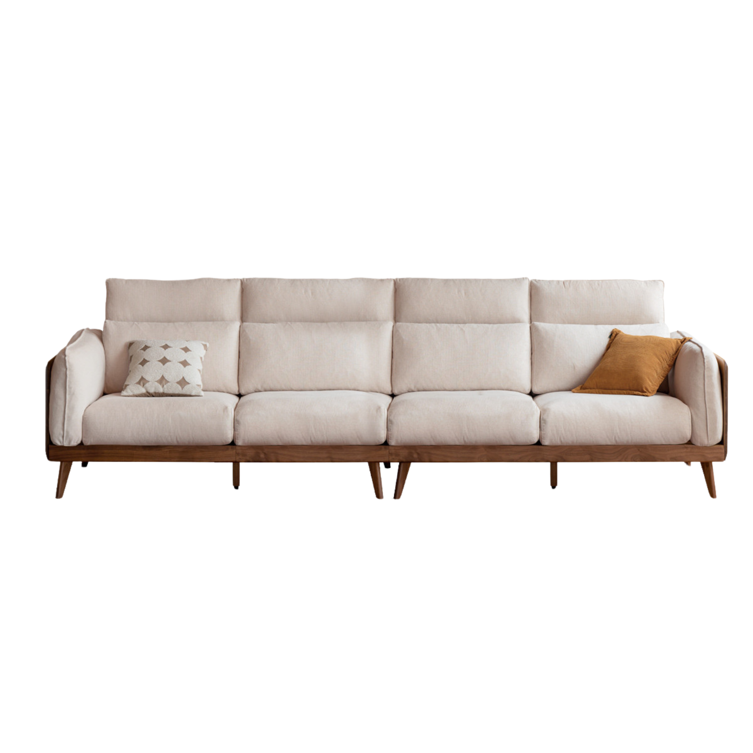 Black Walnut, Ash Solid Wood Genuine Leather Down Sofa.