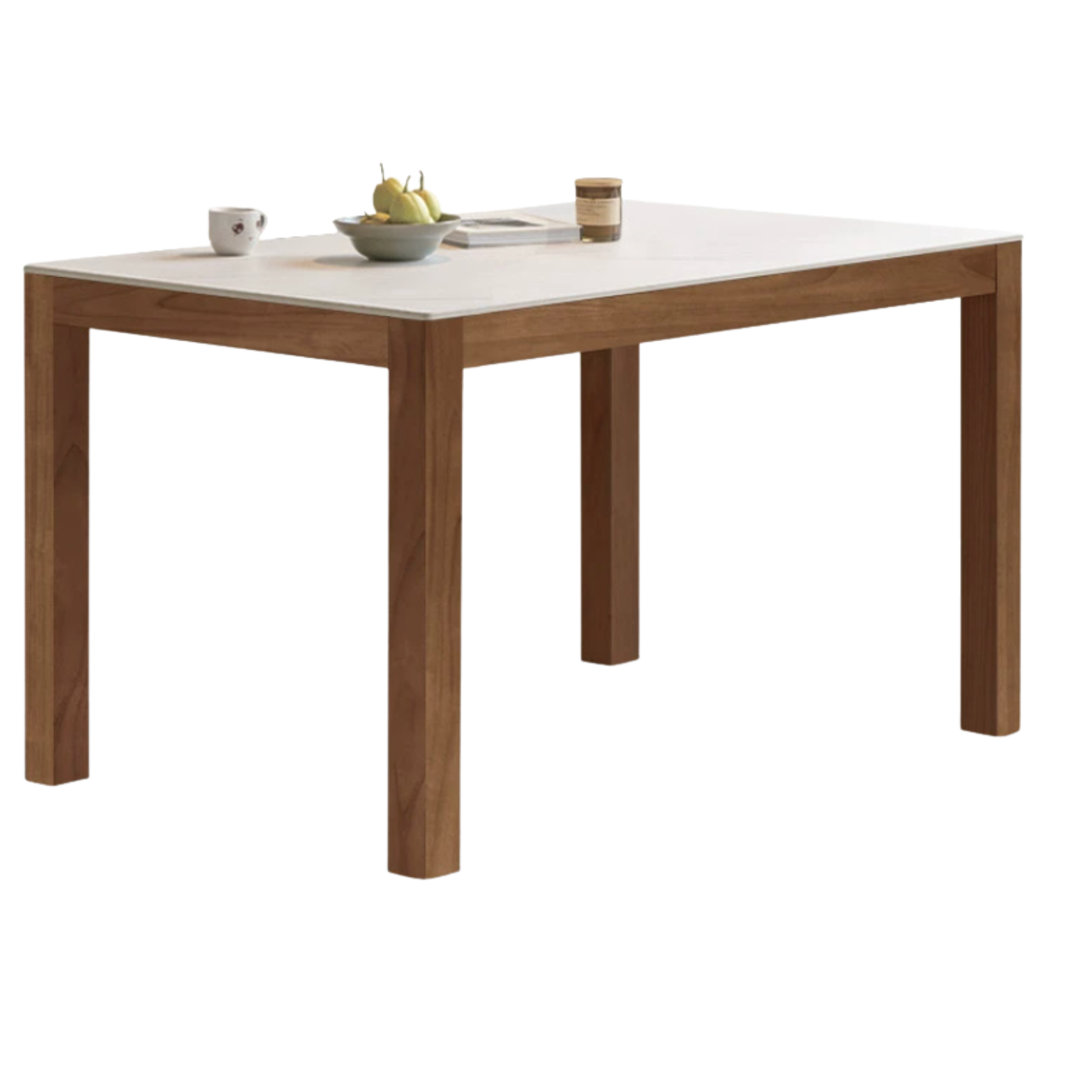 Oak, Solid Rubberwood Rectangular Rock Plate Dining Table