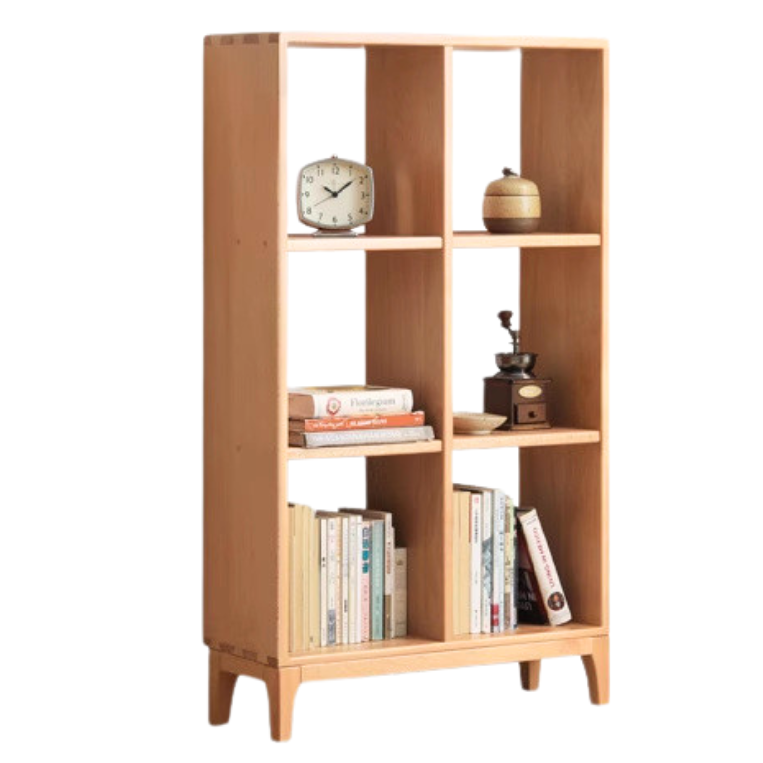 Beech Solid Wood Bookshelf, Nordic Display Rack