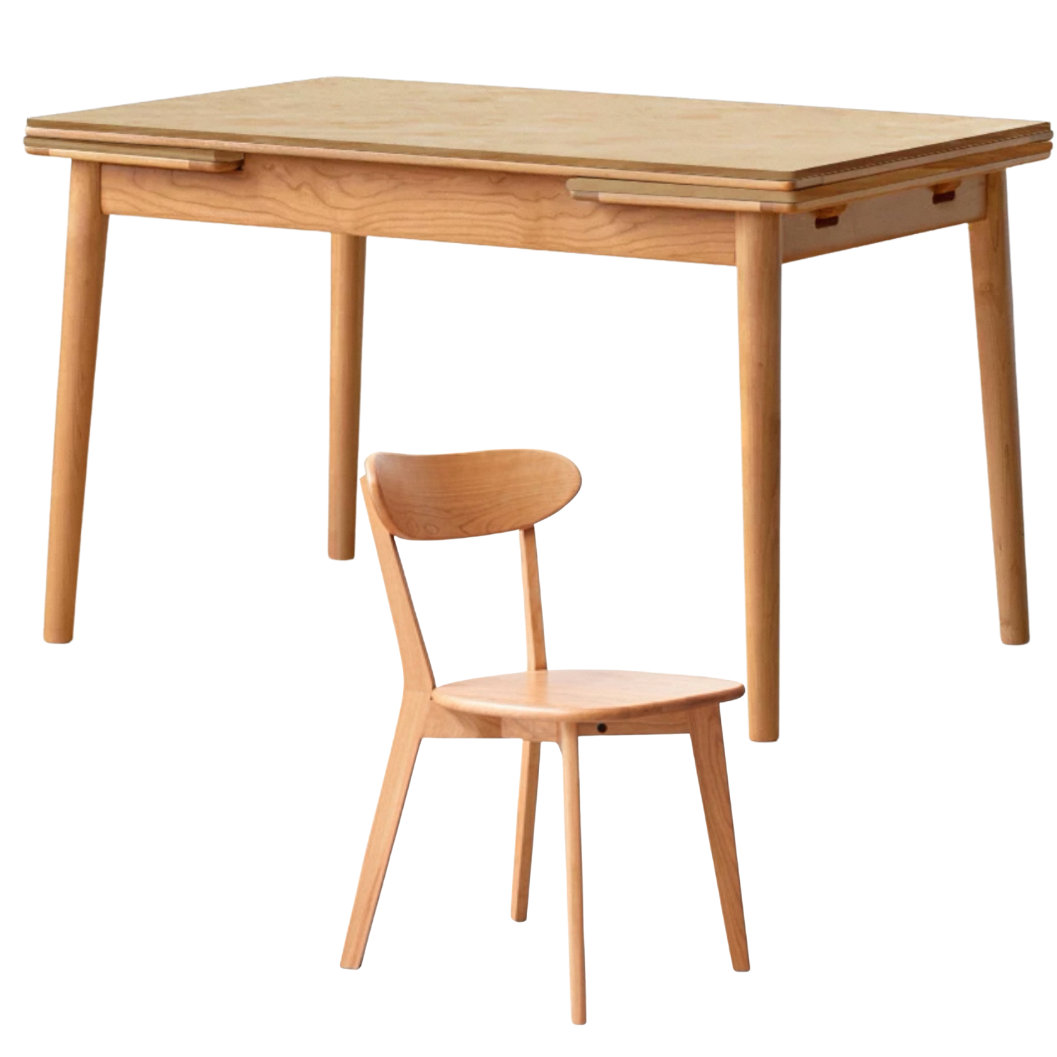 Cherry, Oak Solid Wood Extendable Slab Dining Table