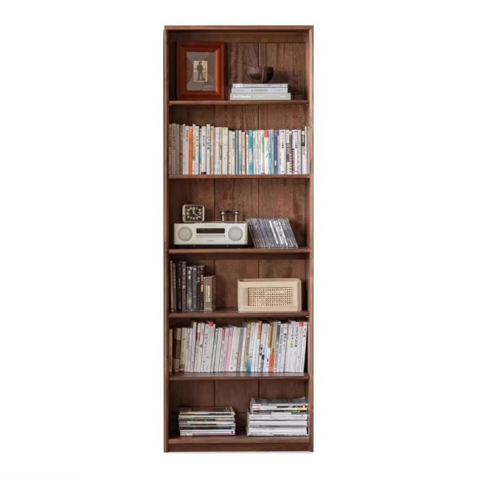 Black Walnut Solid Wood Bookcase Display Glass Door Storage Cabinet