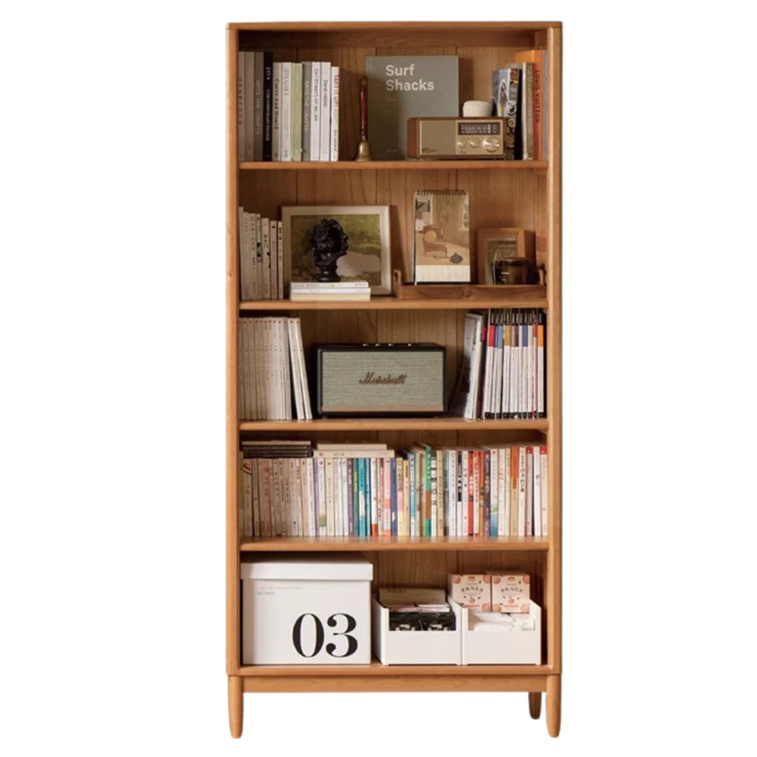 Cherry Solid Wood Freely Combinable Bookshelf with Retro Style Finish