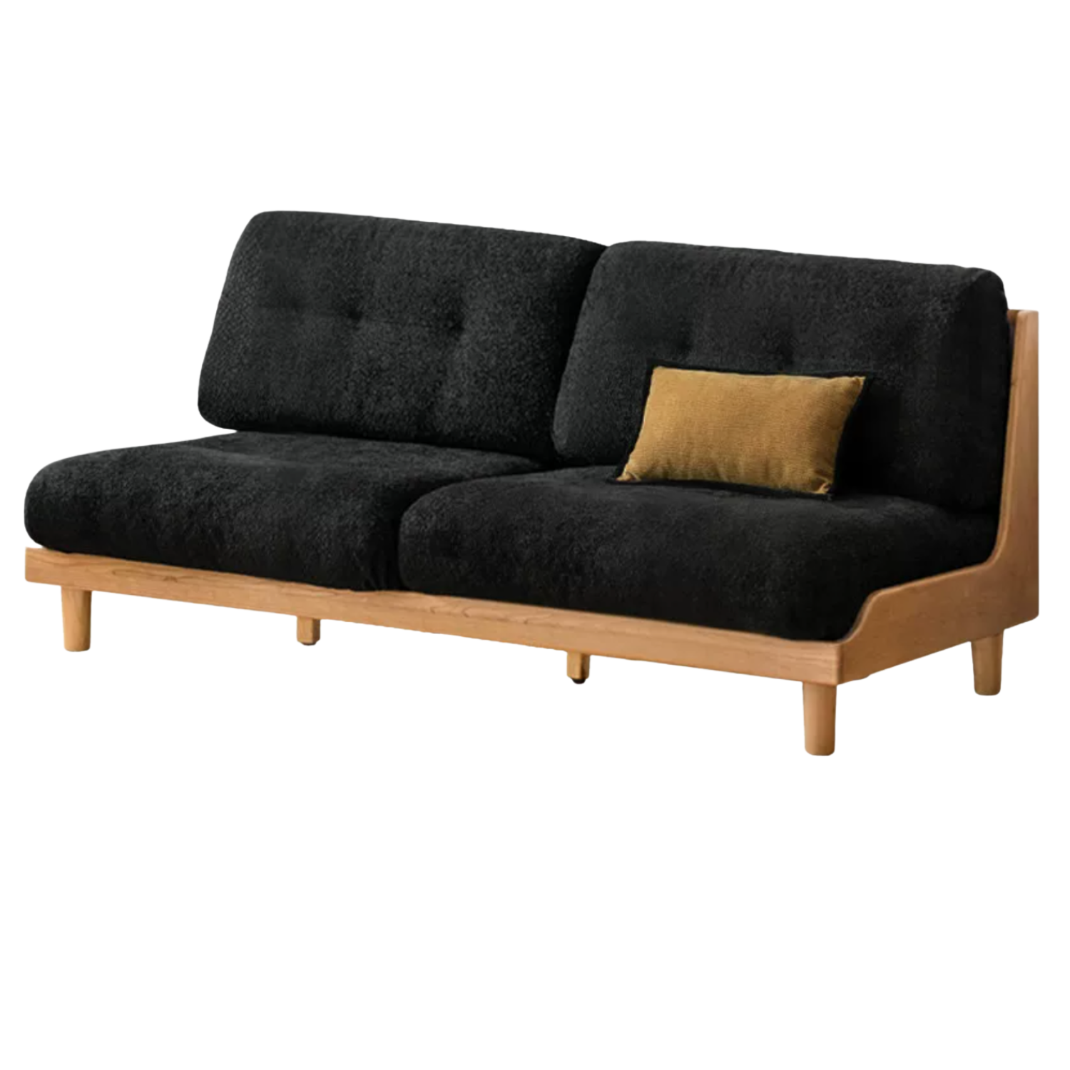 Oak, Ash Solid Wood Fabric Sofa with Deep Seat, Soft Cushion Design