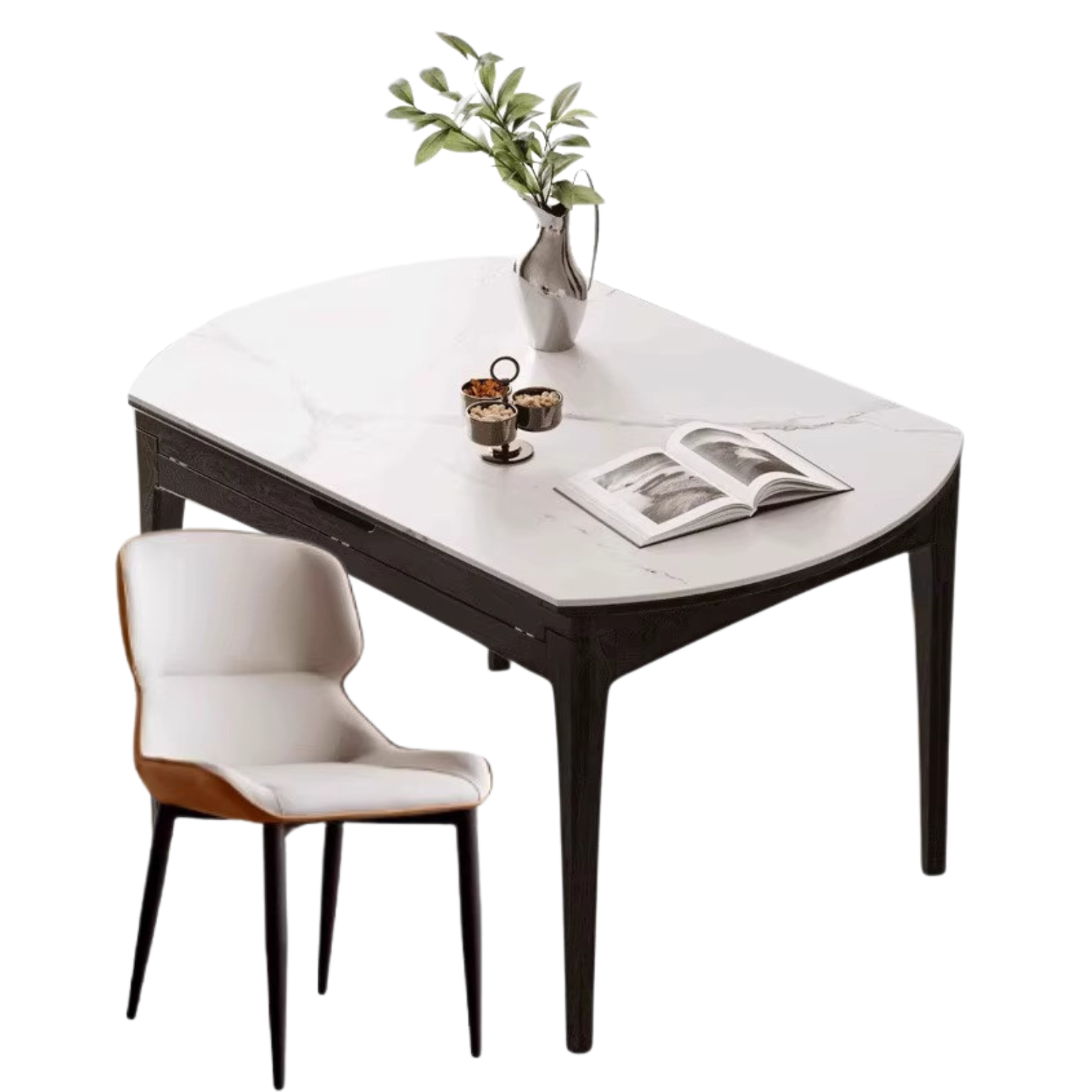 Oak Solid Wood Light Luxury Rock Slab Folding Dining Table
