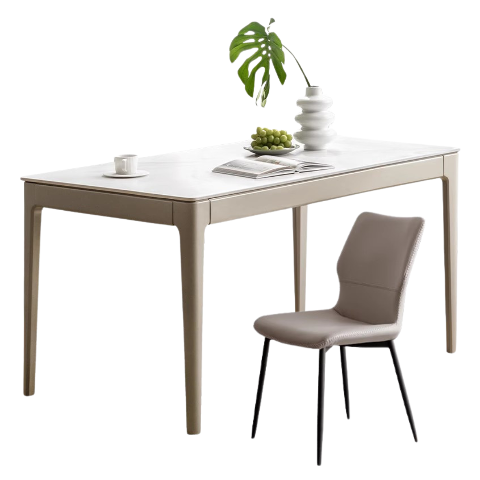 Poplar Solid Wood Light Luxury Slate Dining Table