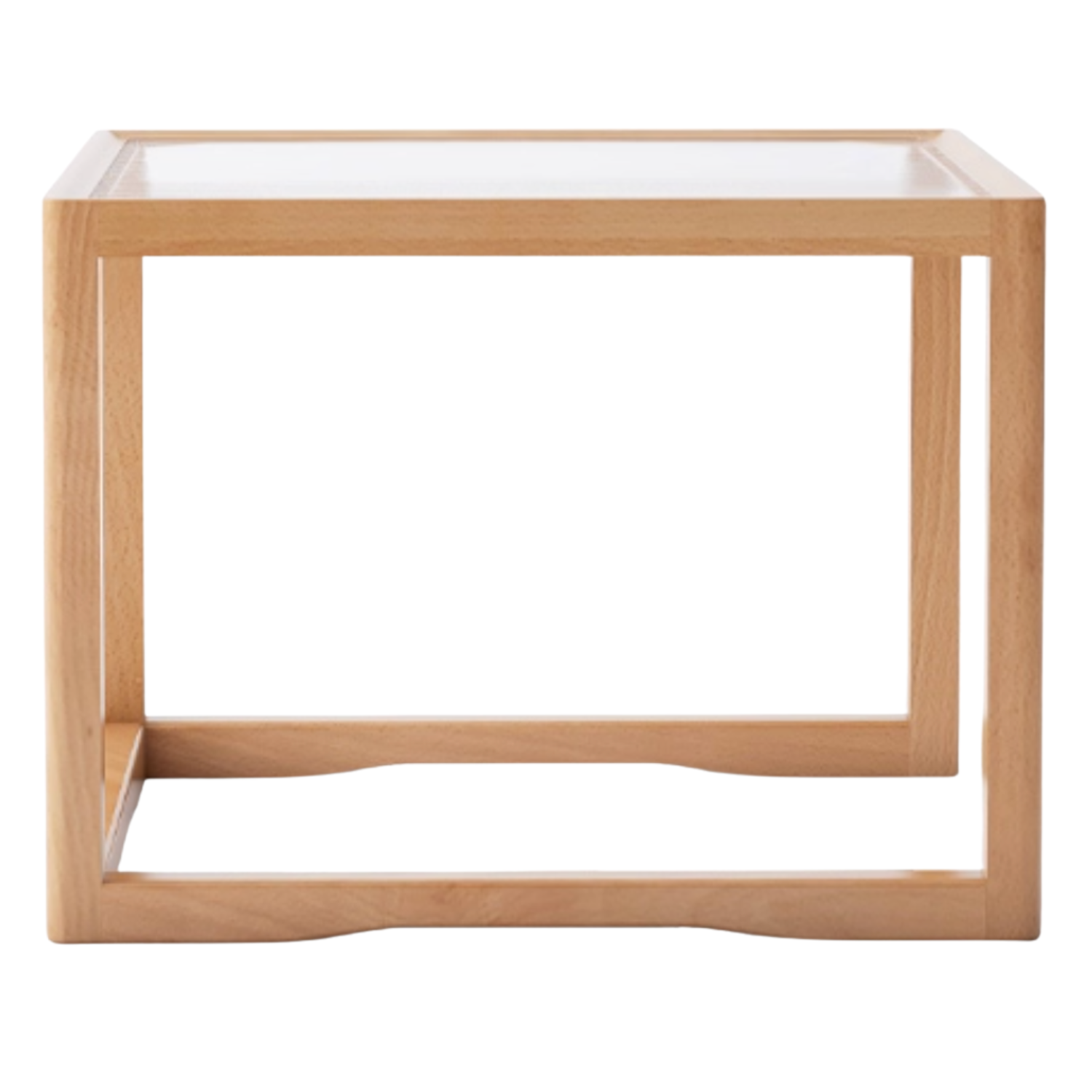 Oak, Beech Solid Wood, Glass Rattan Coffee Table