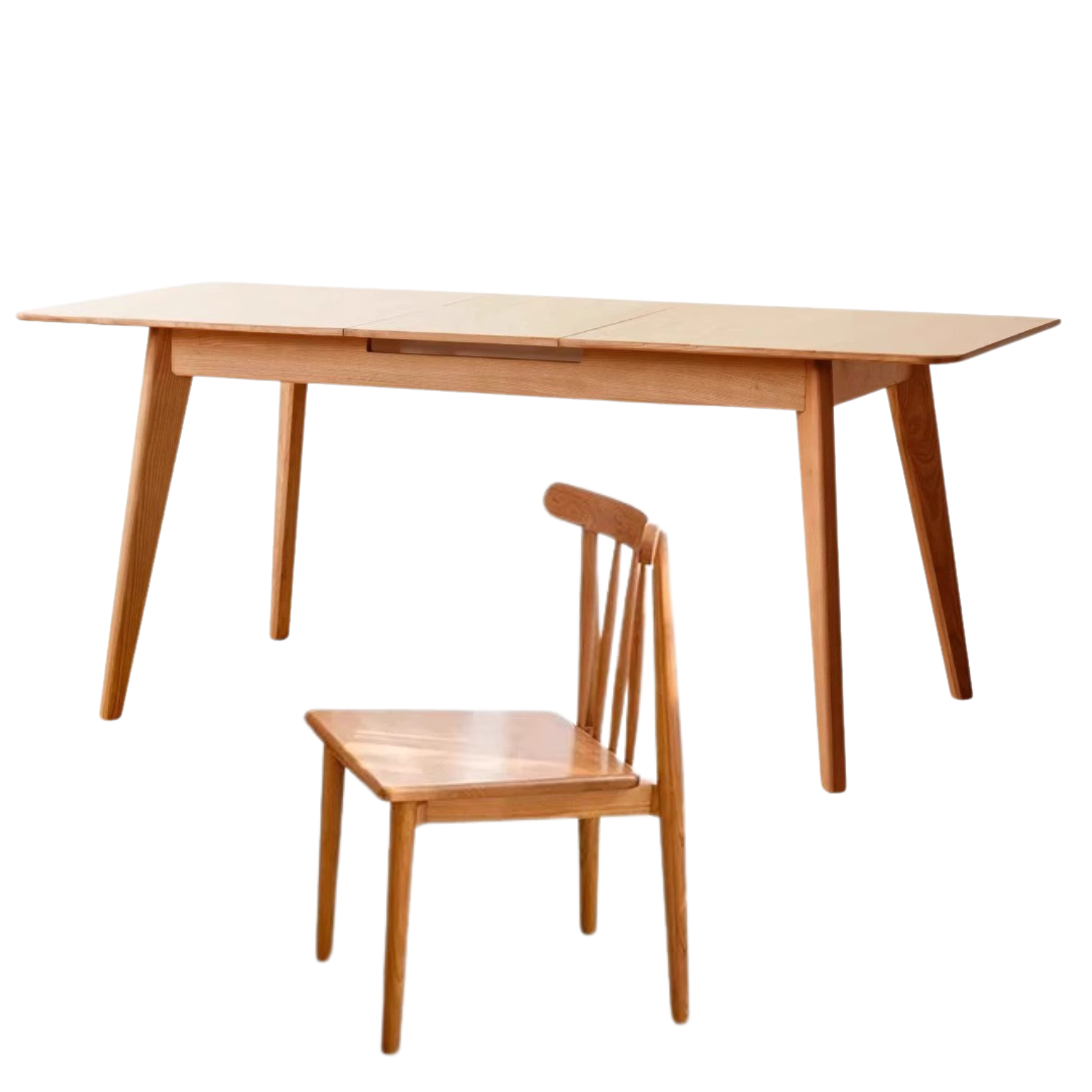 Cherry Wood Retractable Dining Table Antique Style